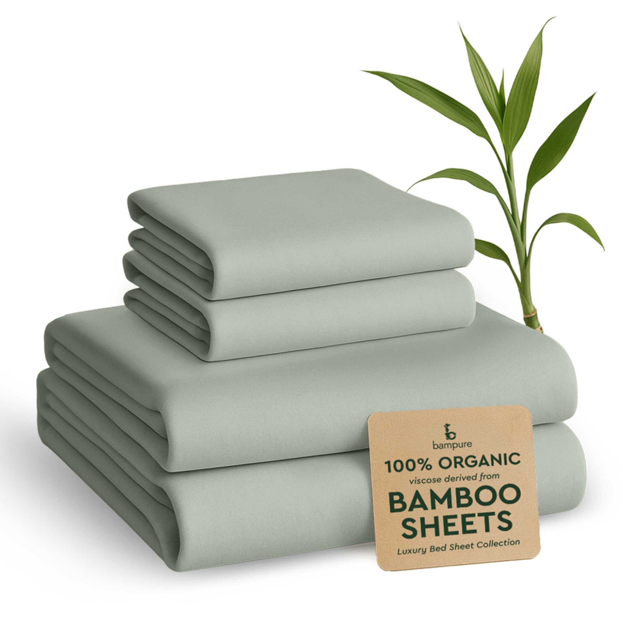 BAMPURE Luxury Series Sheet Set - 100% Viscose derived from Bamboo Sheets - Super Soft Viscose Bamboo Cooling Sheets for Hot Sleepers