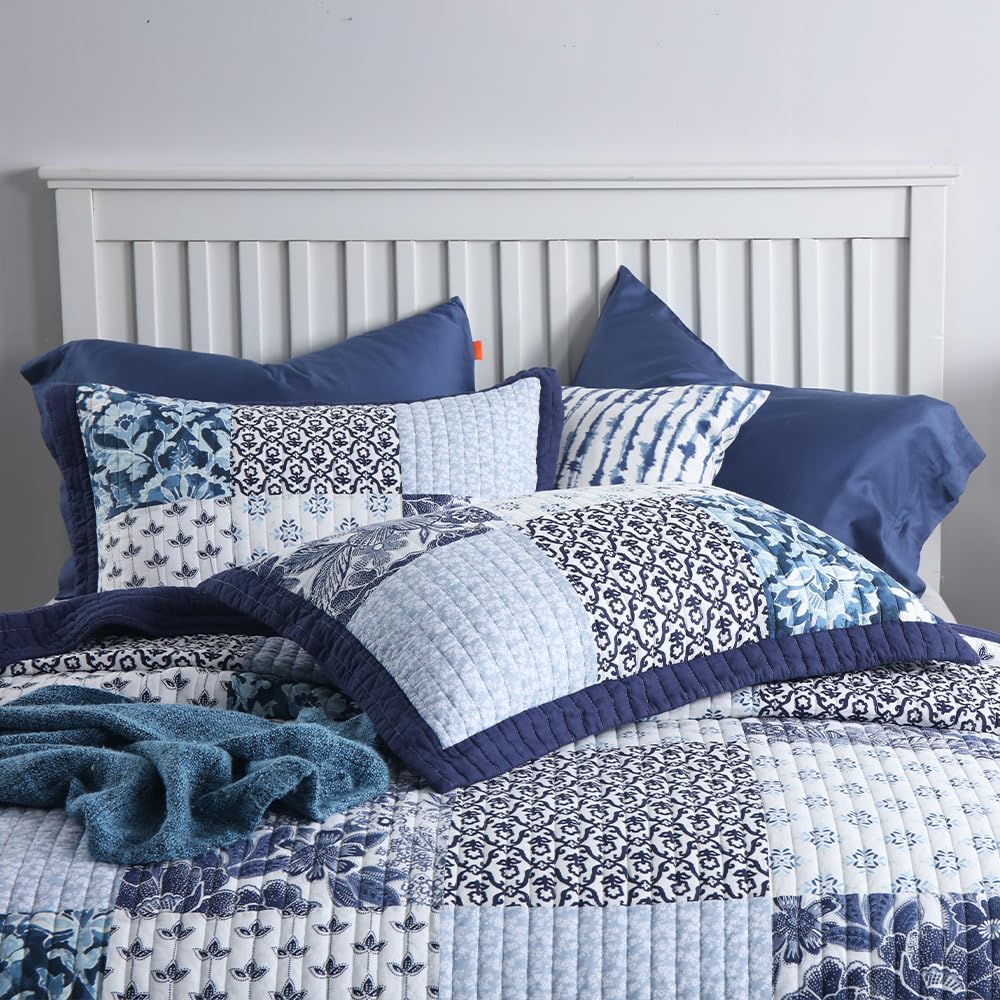 ENASAL Cotton Bedspread Quilt Sets Reversible Bedding Coverlet Sets Comforter