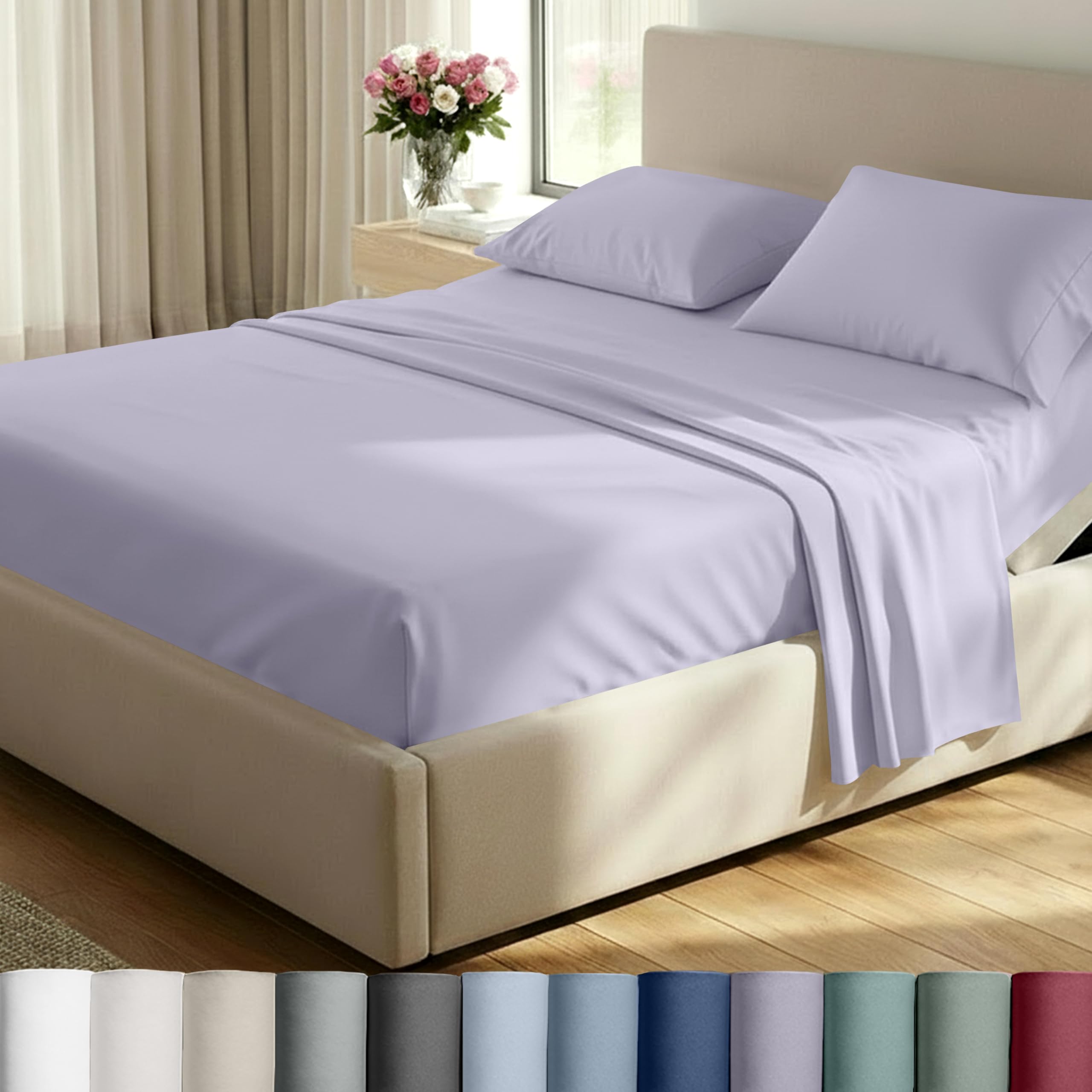 California Design Den Luxury Bed Sheets, Buttery Soft 800 Thread Count, 100% Cotton Sheets, Sateen with Deep Pocket Fitted Sheet