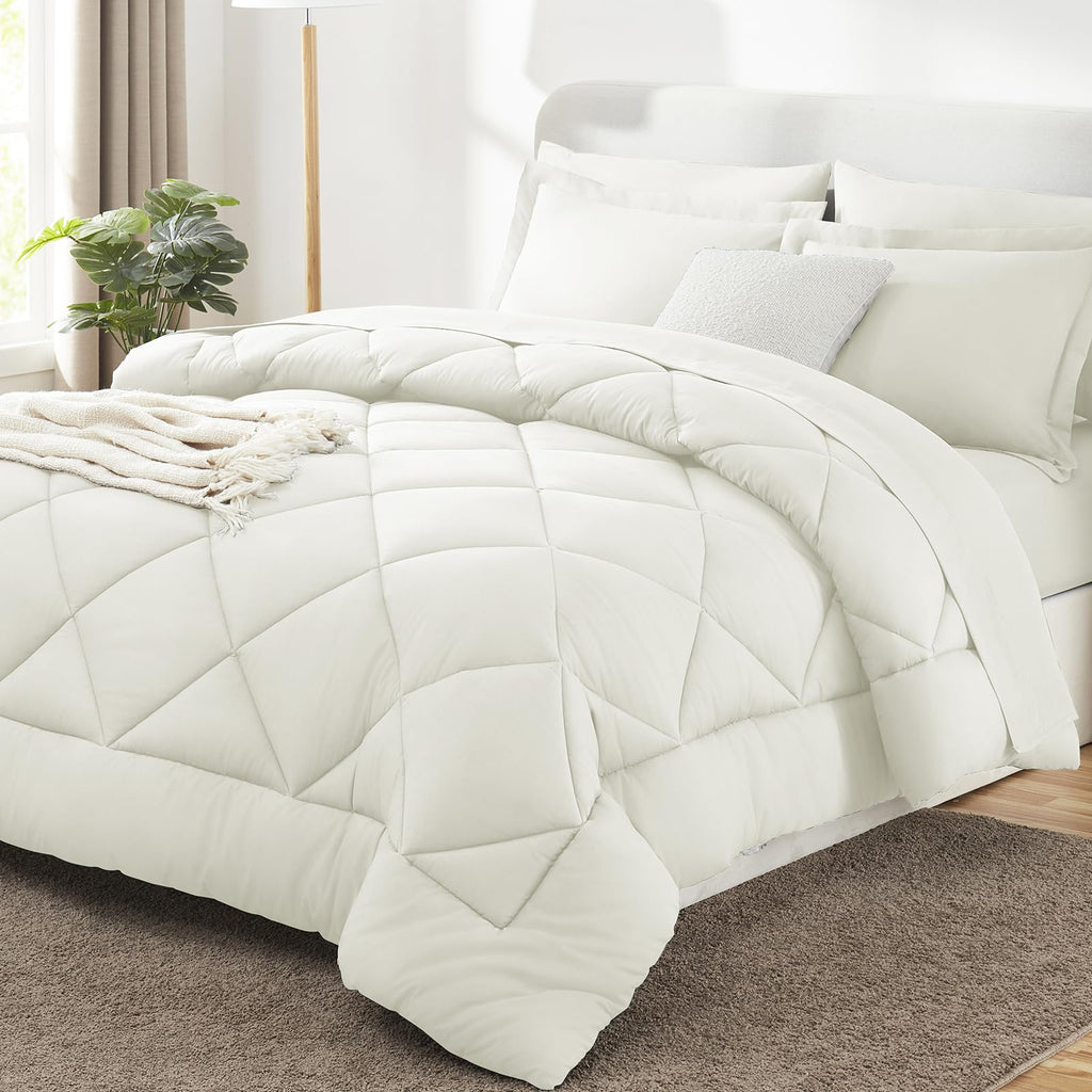 CozyLux Dark Grey Queen 7-Piece Comforter Set