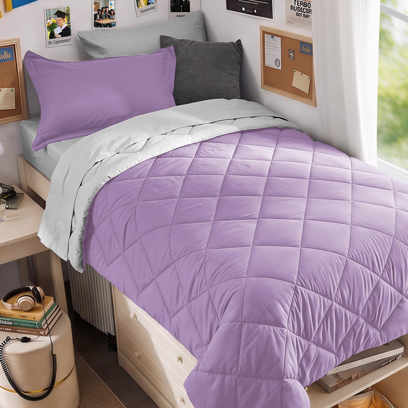 MUXHOMO Reversible 7-Piece All-Season Comforter Set