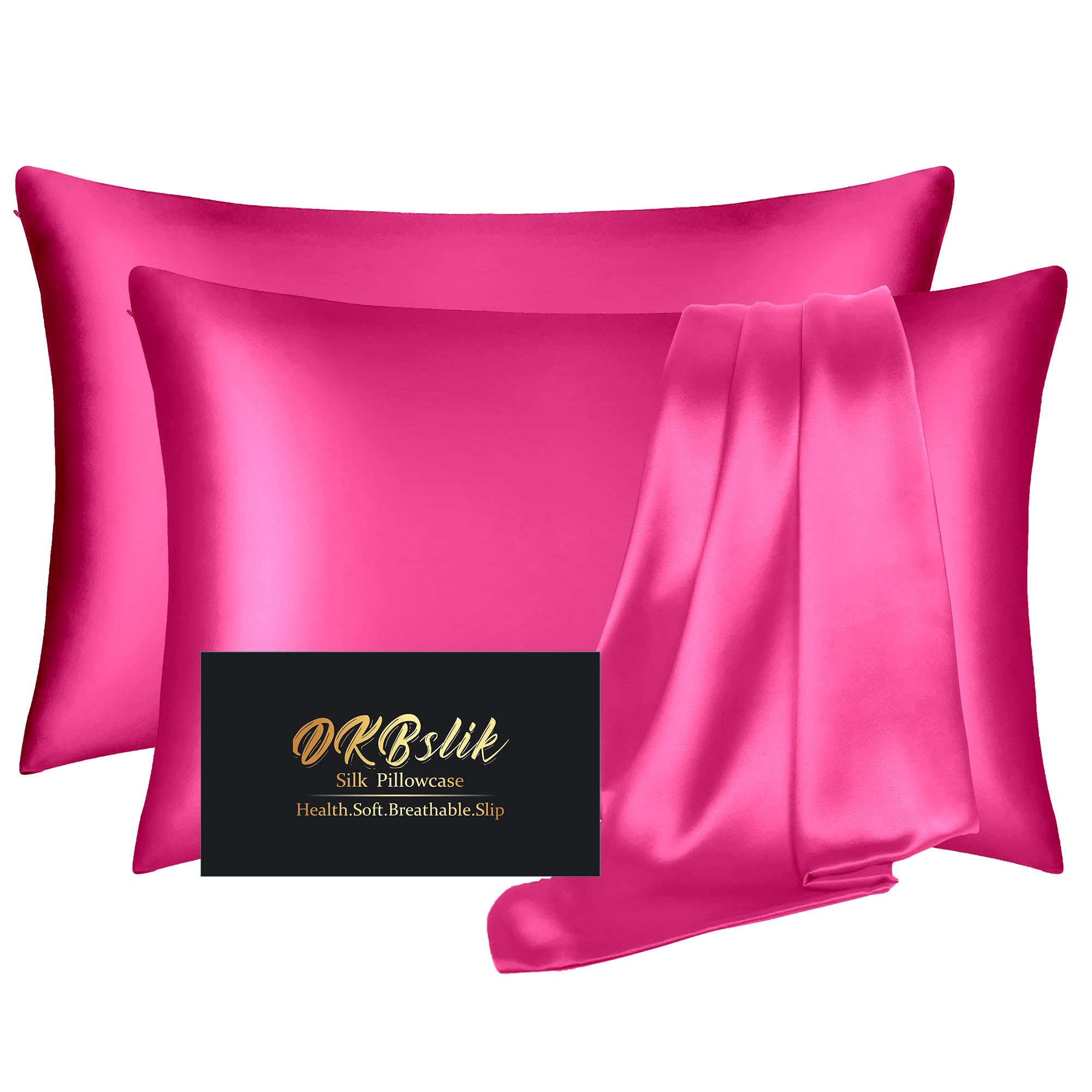 Mulberry Silk Pillowcase for Hair and Skin, Health Soft Anti Acne Cooling Beauty Sleep Natural Silk Satin Pillow Case with Hidden Zipper for Gift