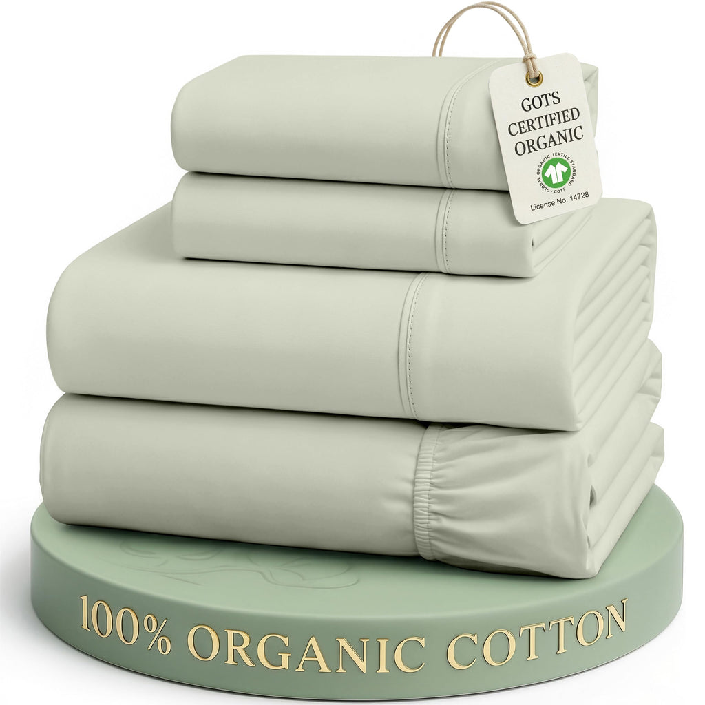 Lane Linen 100% Organic Cotton Sheet Set, Soft Cooling Bed Sheets, Hotel Quality Bed Sheet Set, Breatheble Sheet Set Deep Pocket Upto 15"