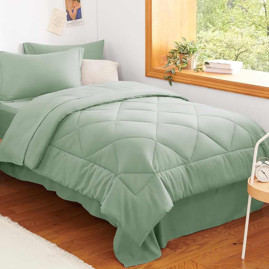 CozyLux Dark Grey Queen 7-Piece Comforter Set