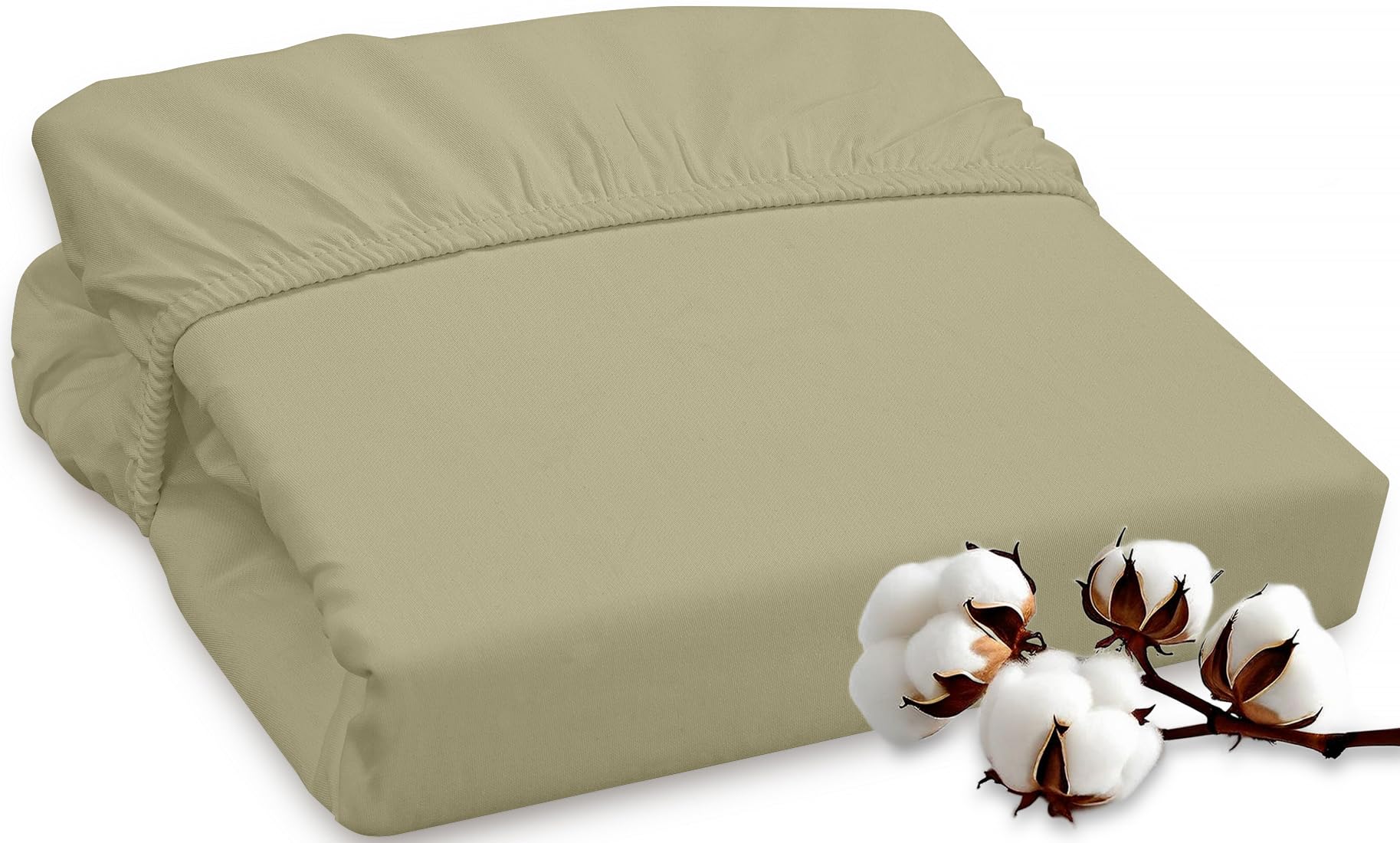 ROYALE LINENS 300 Thread Count 100% Long Staple Combed Cotton Fitted Sheet - Super Soft Deep Pocket Bottom Sheet - Fitted Sheet - Fitted Sheet Only - Elastic Sheet