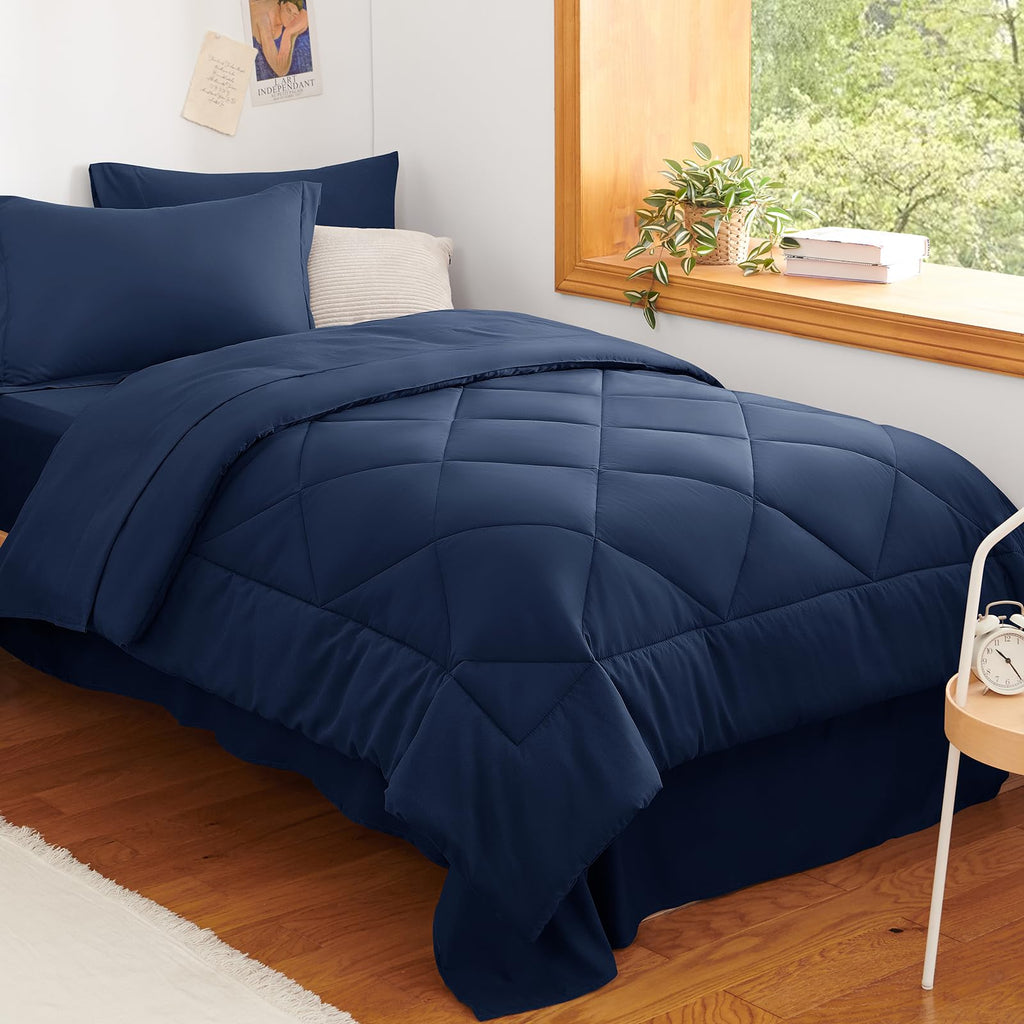 CozyLux Dark Grey Queen 7-Piece Comforter Set