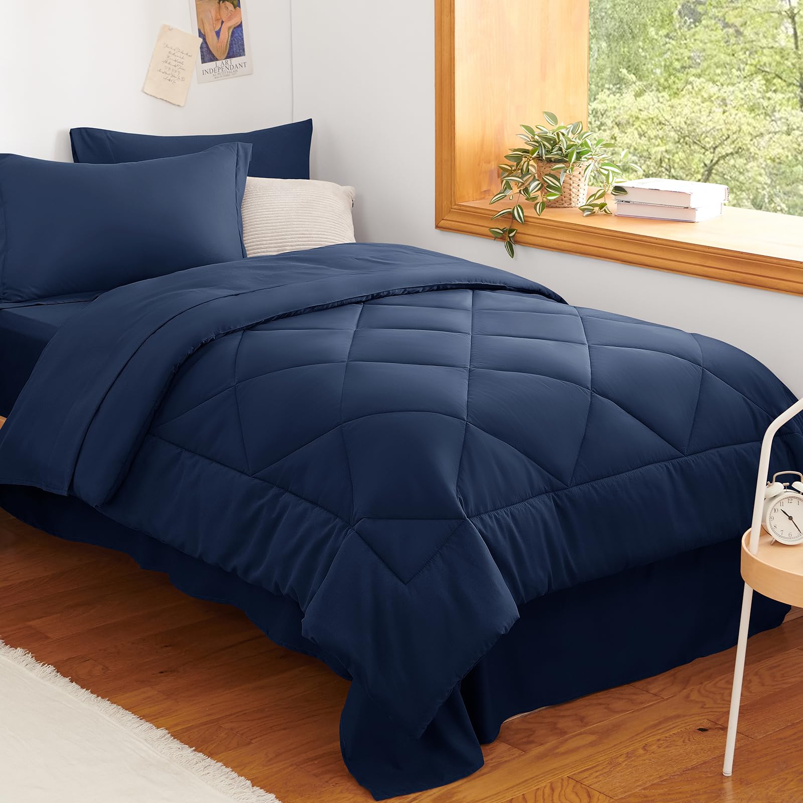 CozyLux Dark Grey Queen 7-Piece Comforter Set