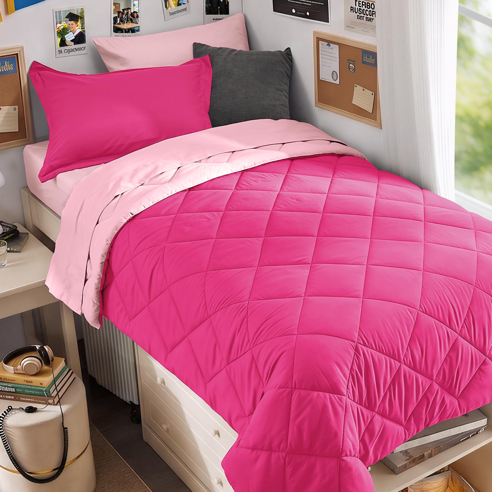 MUXHOMO Reversible 7-Piece All-Season Comforter Set