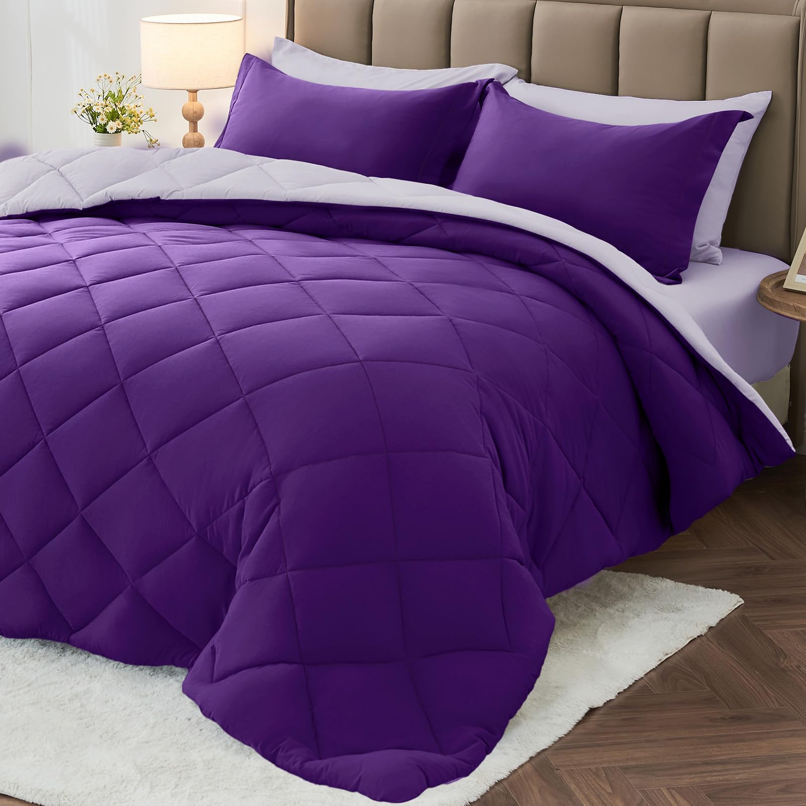 MUXHOMO Reversible 7-Piece All-Season Comforter Set