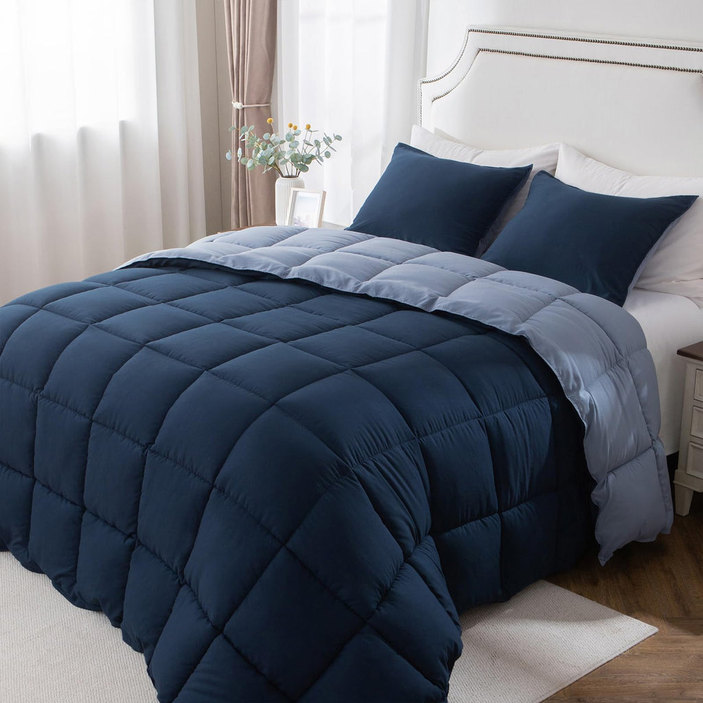 KASENTEX Down Alternative Quilted Comforter Set with Sham(s) - Reversible Ultra Soft Duvet Insert Machine Washable
