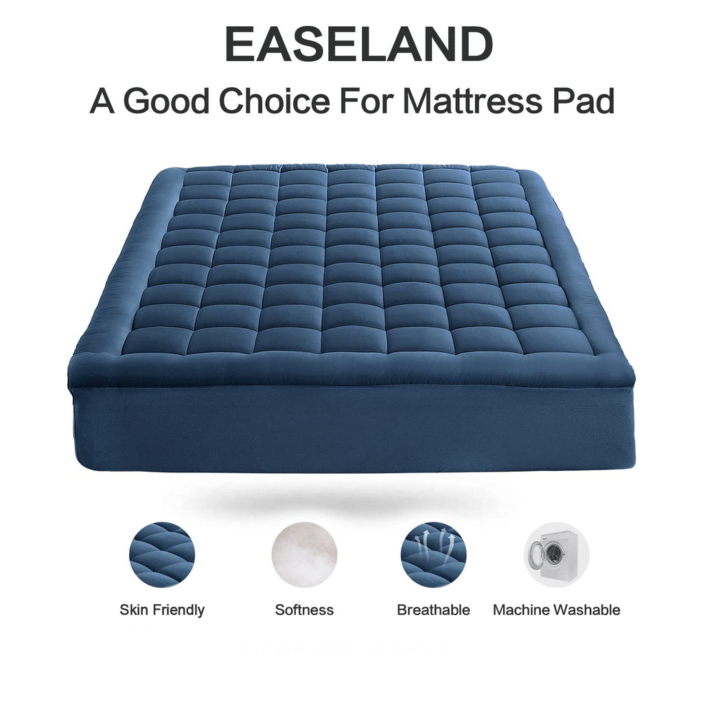 EASELAND Cotton Pillow-Top Mattress Pad, 8–21 in