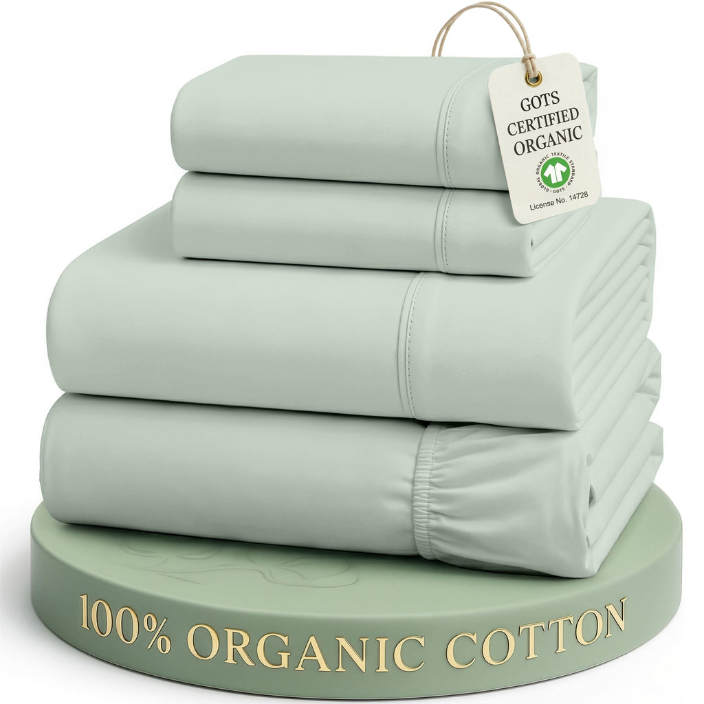 Lane Linen 100% Organic Cotton Sheet Set, Soft Cooling Bed Sheets, Hotel Quality Bed Sheet Set, Breatheble Sheet Set Deep Pocket Upto 15"