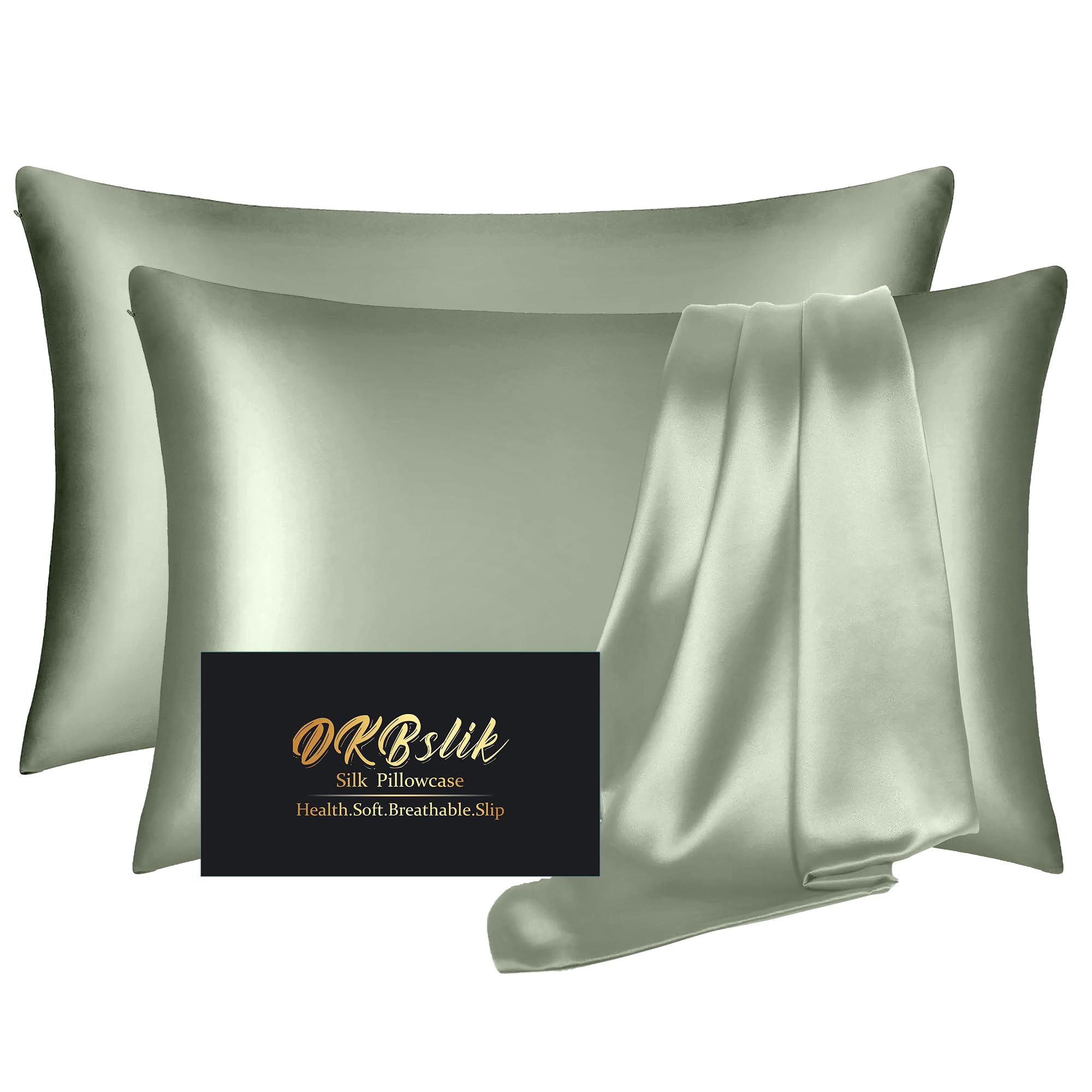 Mulberry Silk Pillowcase for Hair and Skin, Health Soft Anti Acne Cooling Beauty Sleep Natural Silk Satin Pillow Case with Hidden Zipper for Gift