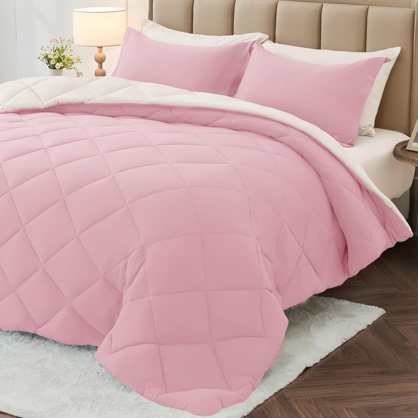 MUXHOMO Reversible 7-Piece All-Season Comforter Set