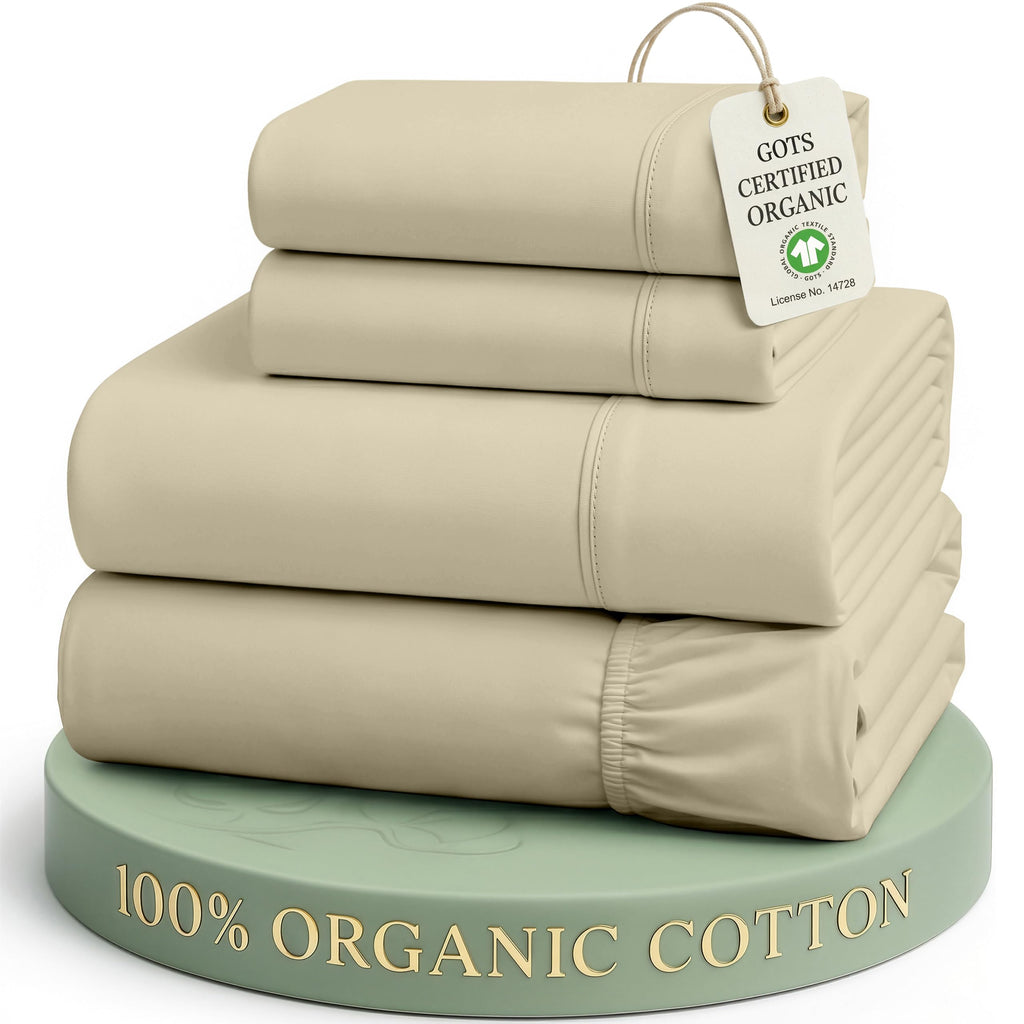 Lane Linen 100% Organic Cotton Sheet Set, Soft Cooling Bed Sheets, Hotel Quality Bed Sheet Set, Breatheble Sheet Set Deep Pocket Upto 15"