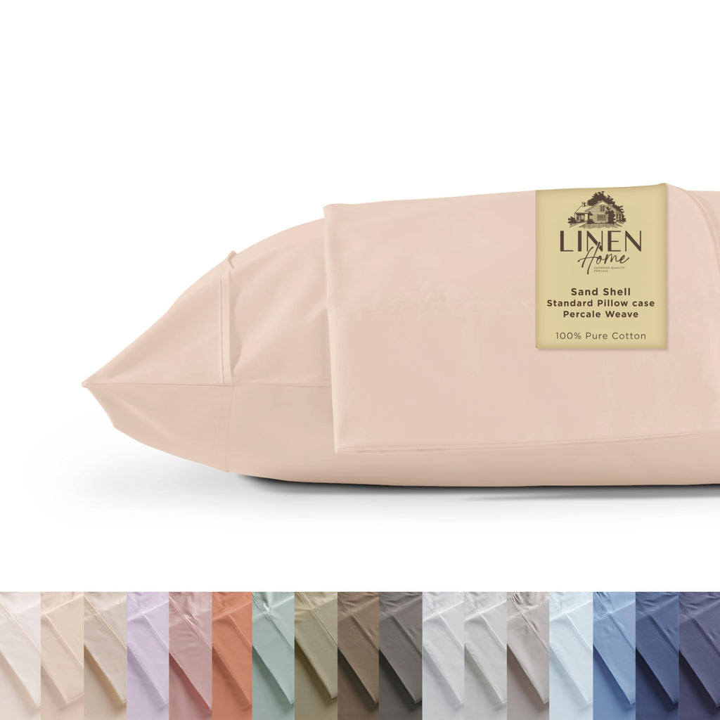 100% Cotton Percale Pillowcases,2 Pieces of Pillow Case, Crisp and Cool Strong Bed Linen
