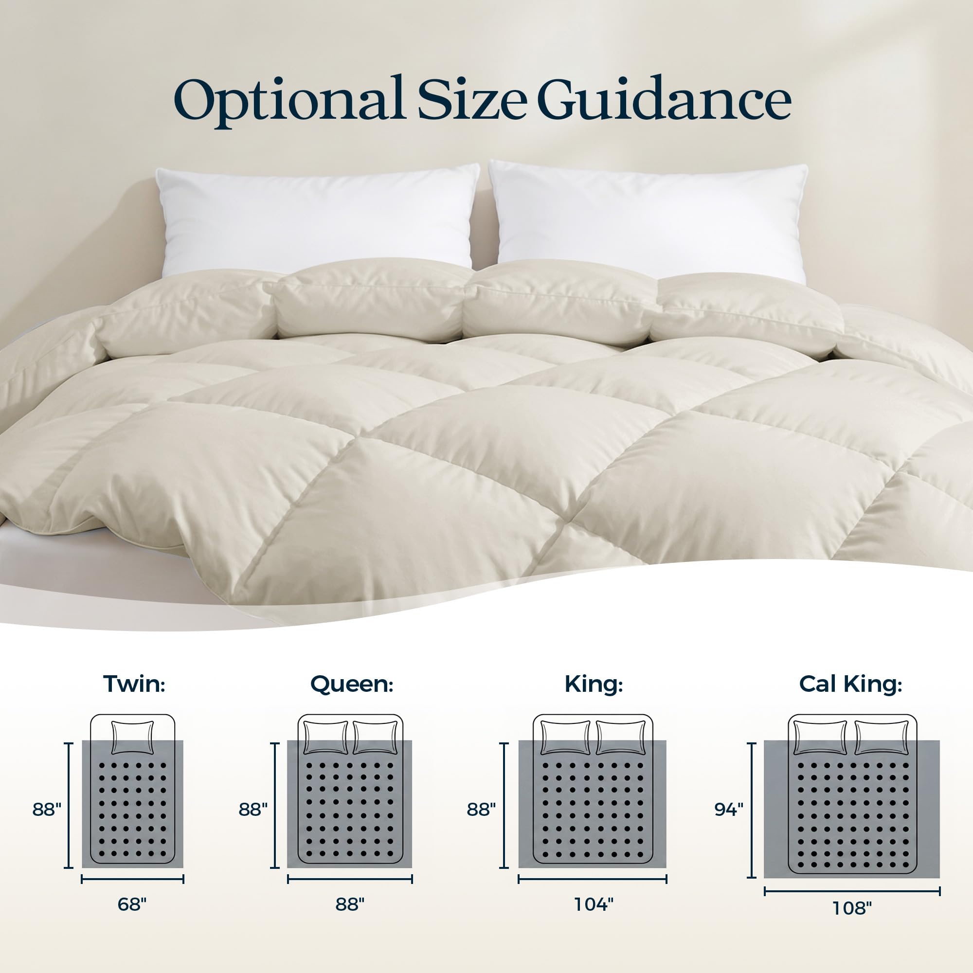 UNIKOME Goose Feather Down Fiber Comforter, All Season Hotel Luxury Bedding Comforter, Ultra Soft Fluffy Duvet Insert with Downproof Cover, 8 Corner Loops