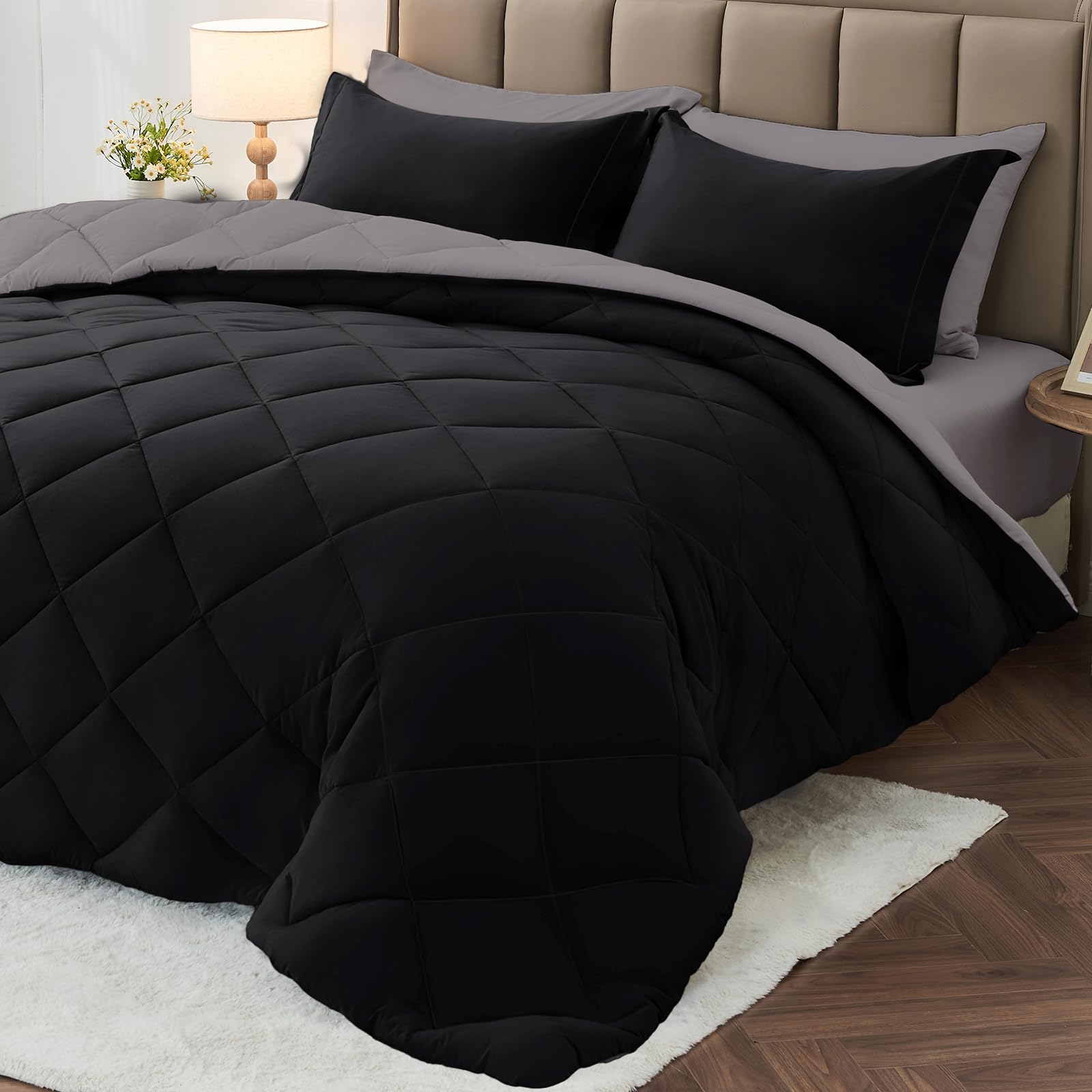 MUXHOMO Reversible 7-Piece All-Season Comforter Set