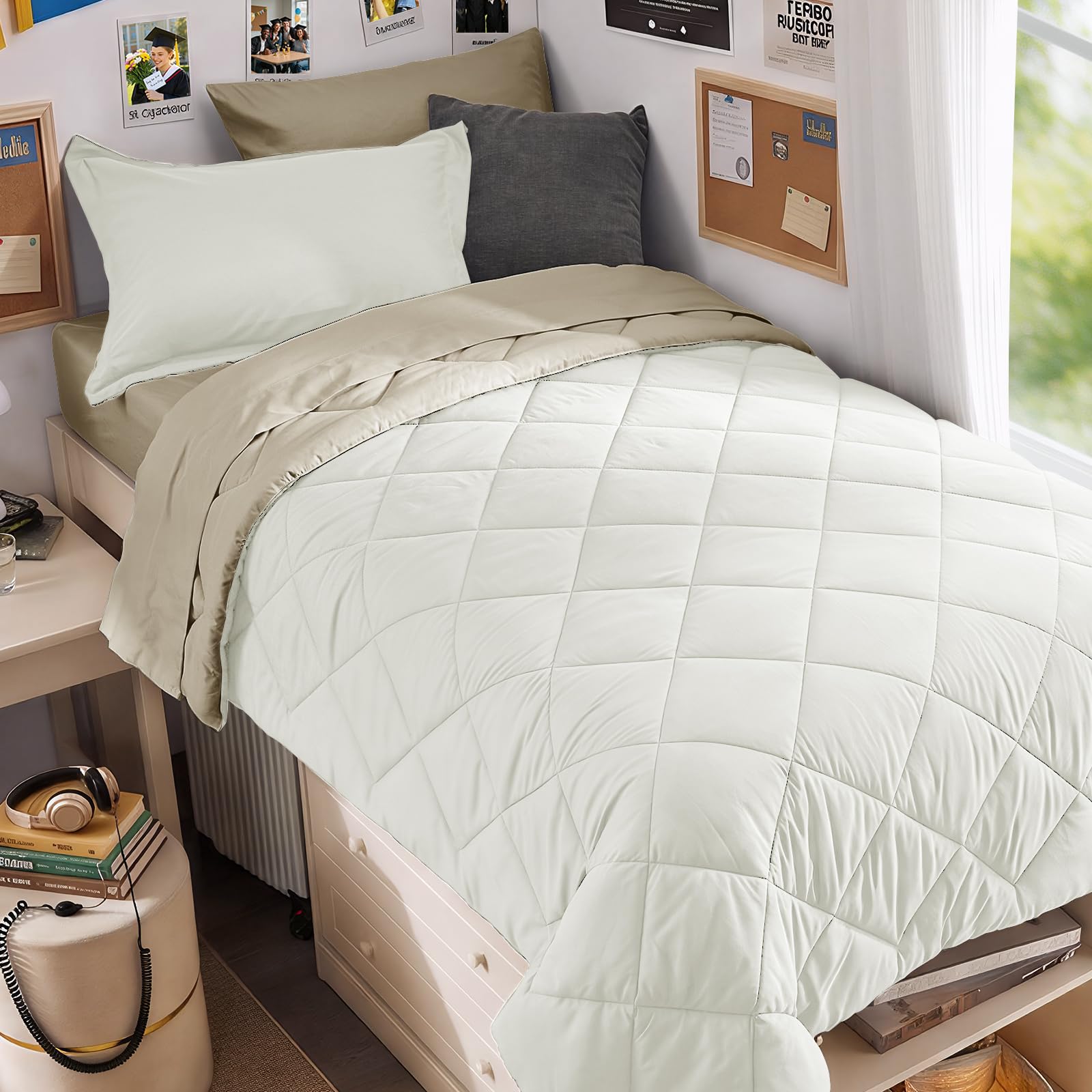 MUXHOMO Reversible 7-Piece All-Season Comforter Set