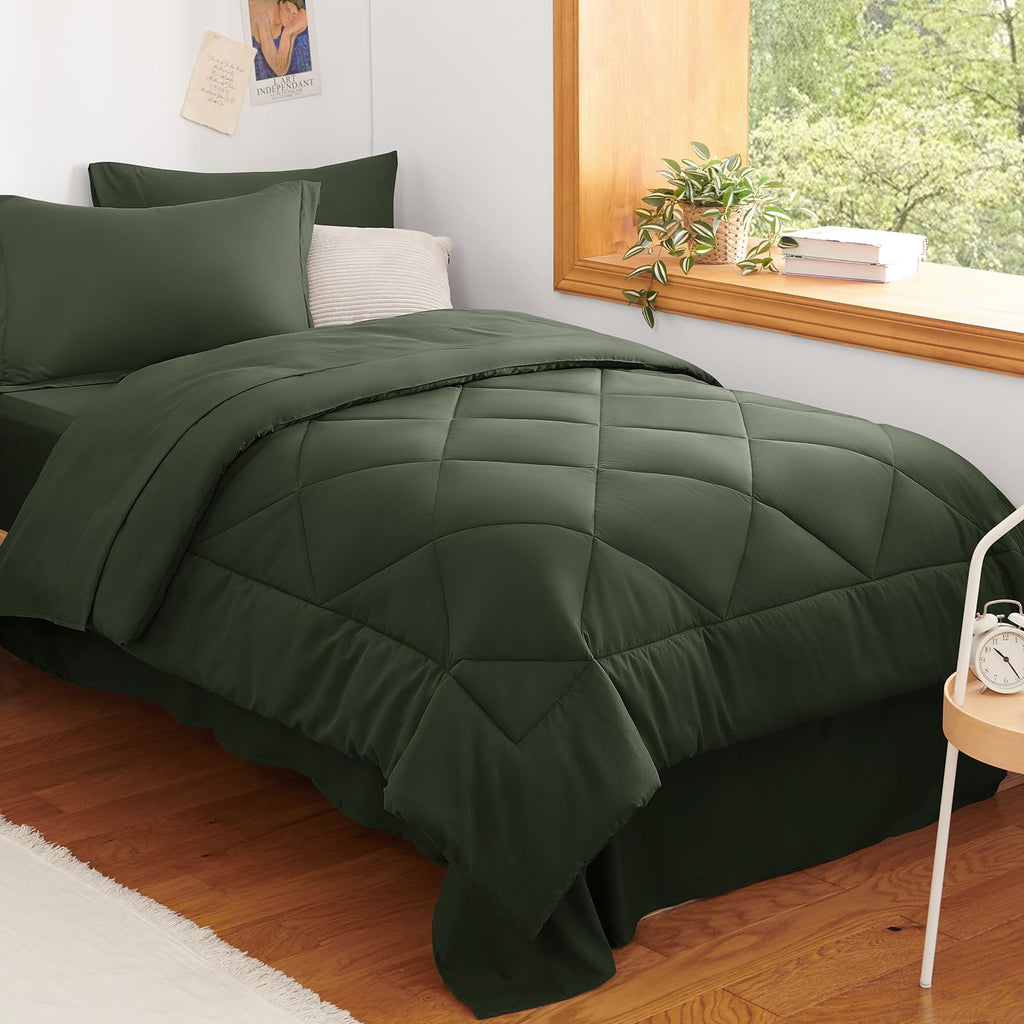 CozyLux Dark Grey Queen 7-Piece Comforter Set