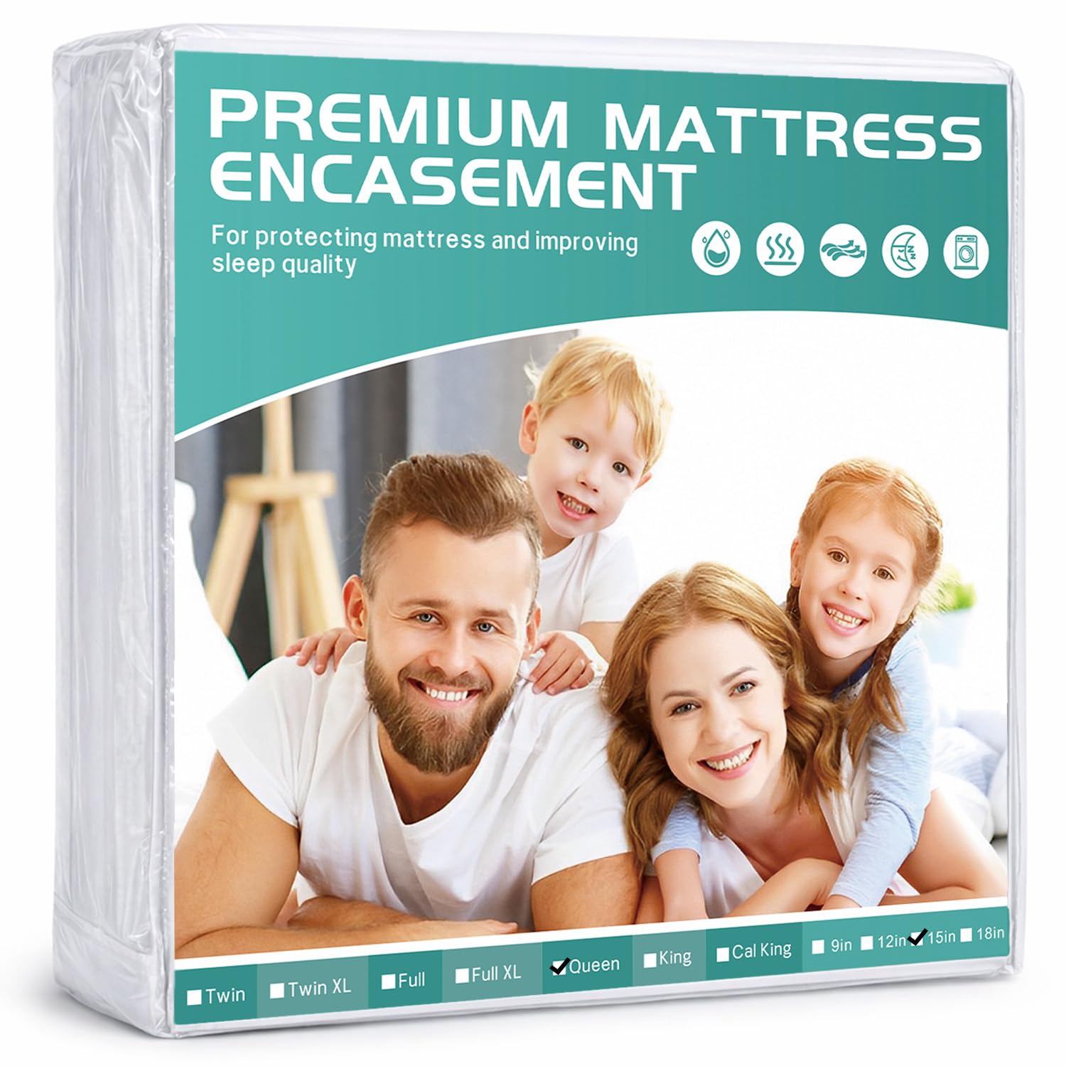 WINKAURA Waterproof Zippered Terry Mattress Encasement