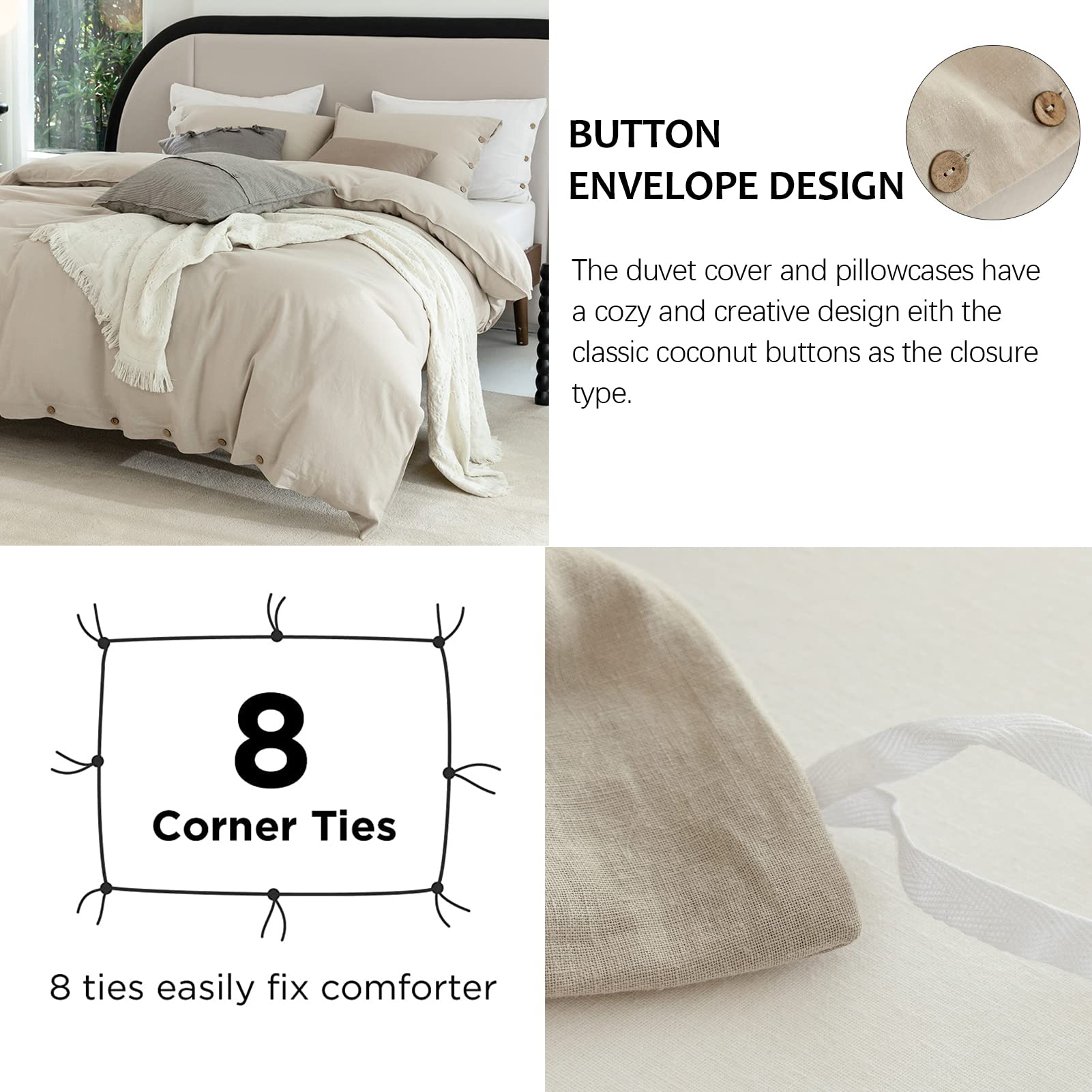 Talasily Linen Duvet Cover Set