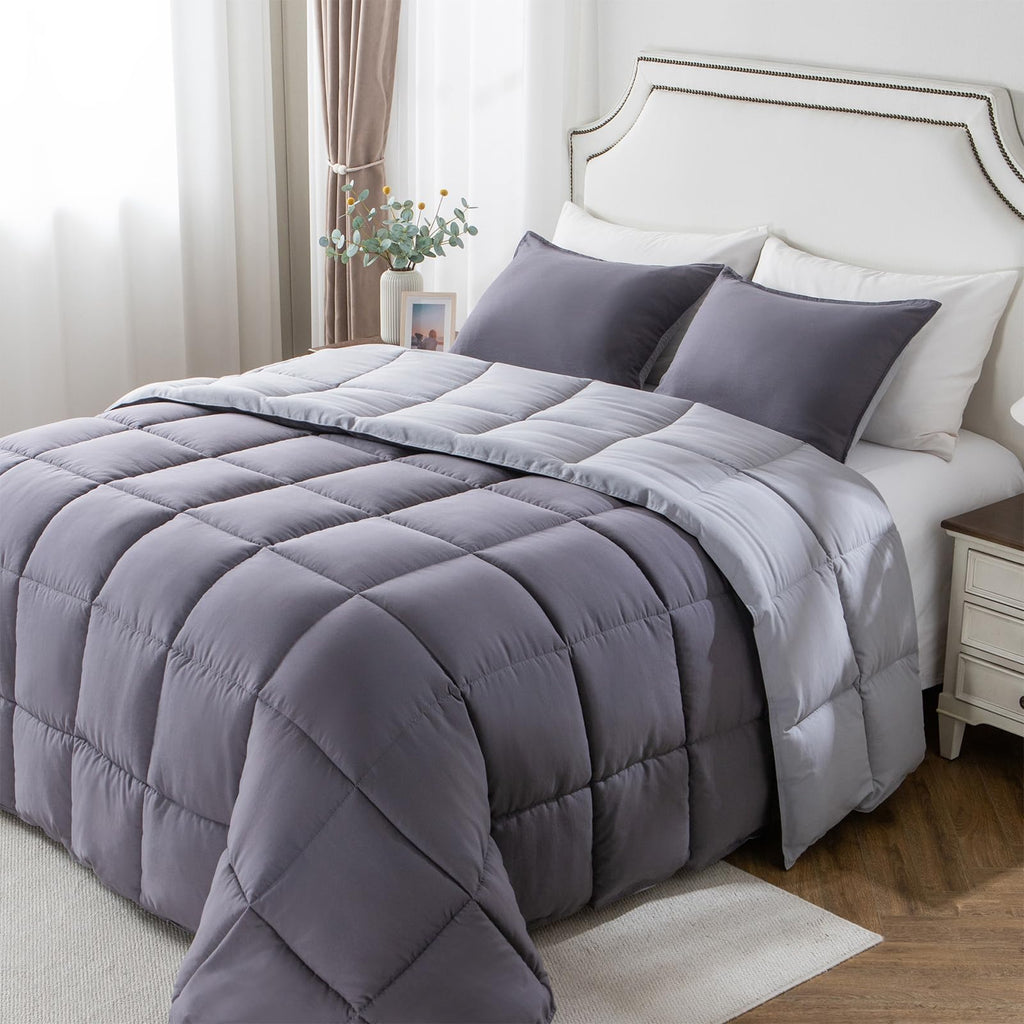 KASENTEX Down Alternative Quilted Comforter Set with Sham(s) - Reversible Ultra Soft Duvet Insert Machine Washable