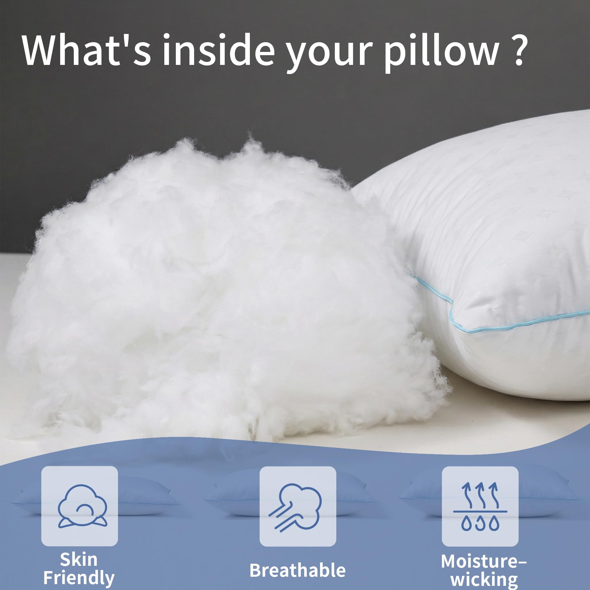 ezepilw Bed Pillows for Sleeping, Down Alternative Fill, Supportive Comfort, Hotel Style, Machine Washable, for Side Back Stomach Sleepers