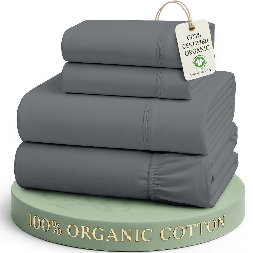 Lane Linen 100% Organic Cotton Sheet Set, Soft Cooling Bed Sheets, Hotel Quality Bed Sheet Set, Breatheble Sheet Set Deep Pocket Upto 15"