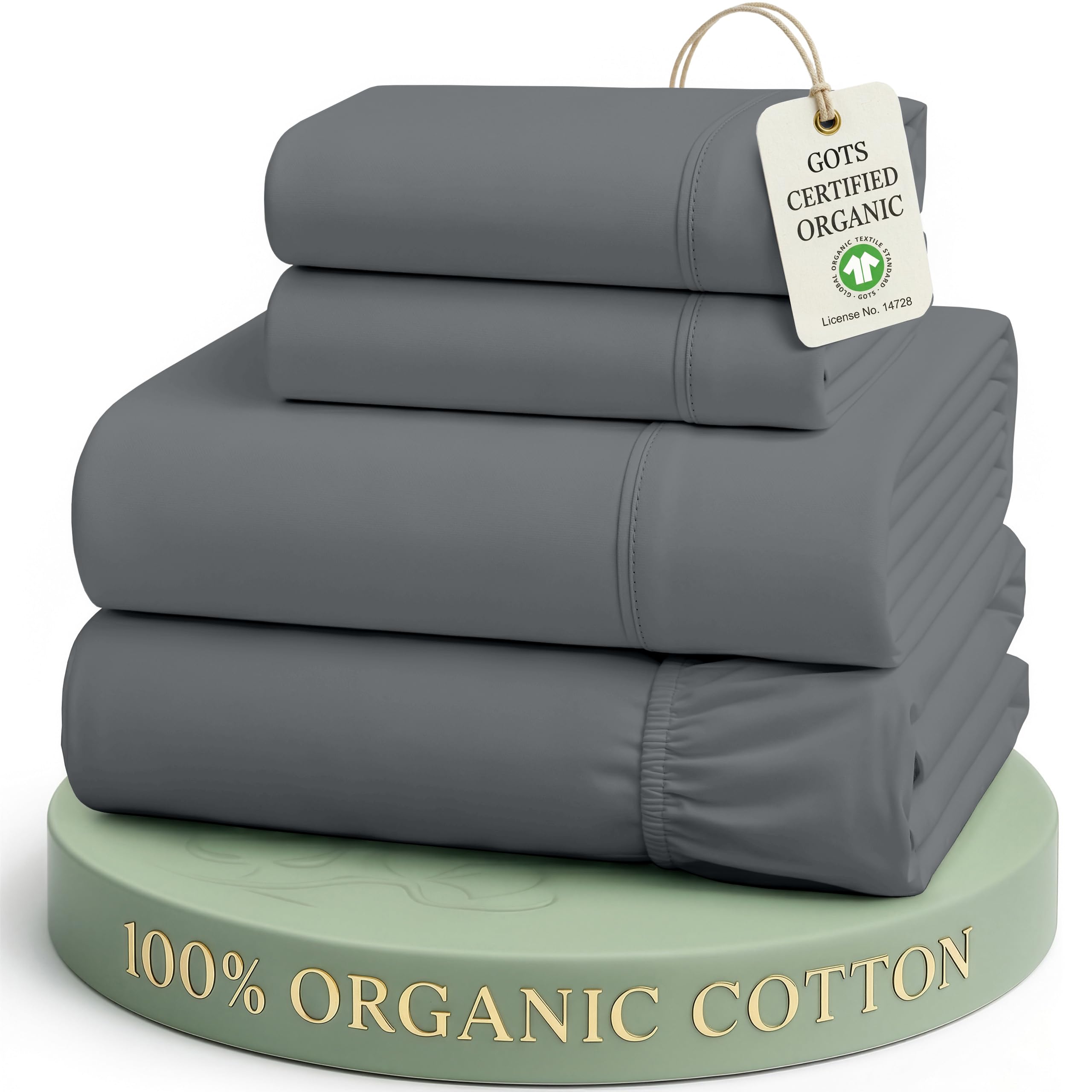 Lane Linen 100% Organic Cotton Sheet Set, Soft Cooling Bed Sheets, Hotel Quality Bed Sheet Set, Breatheble Sheet Set Deep Pocket Upto 15"