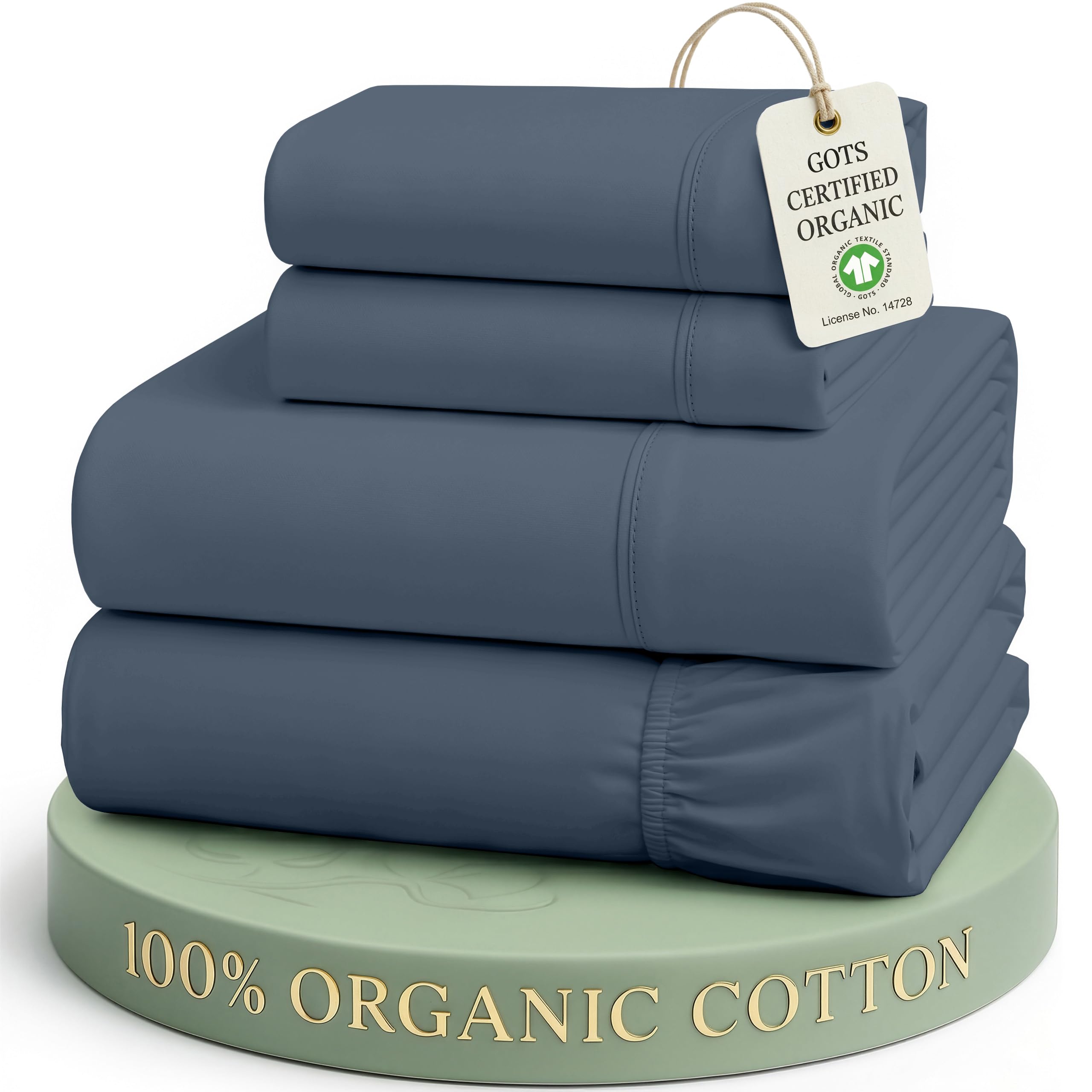 Lane Linen 100% Organic Cotton Sheet Set, Soft Cooling Bed Sheets, Hotel Quality Bed Sheet Set, Breatheble Sheet Set Deep Pocket Upto 15"
