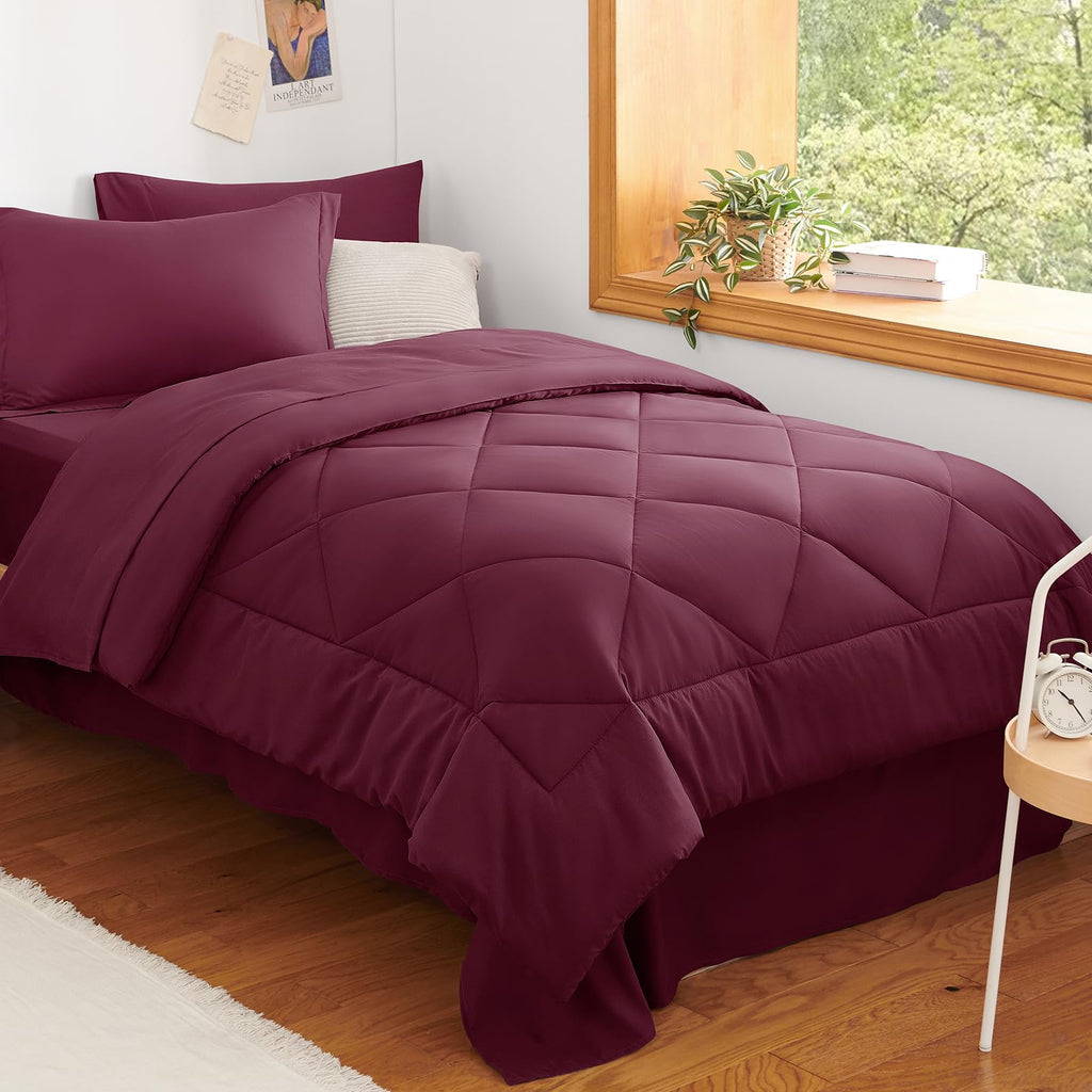 CozyLux Dark Grey Queen 7-Piece Comforter Set