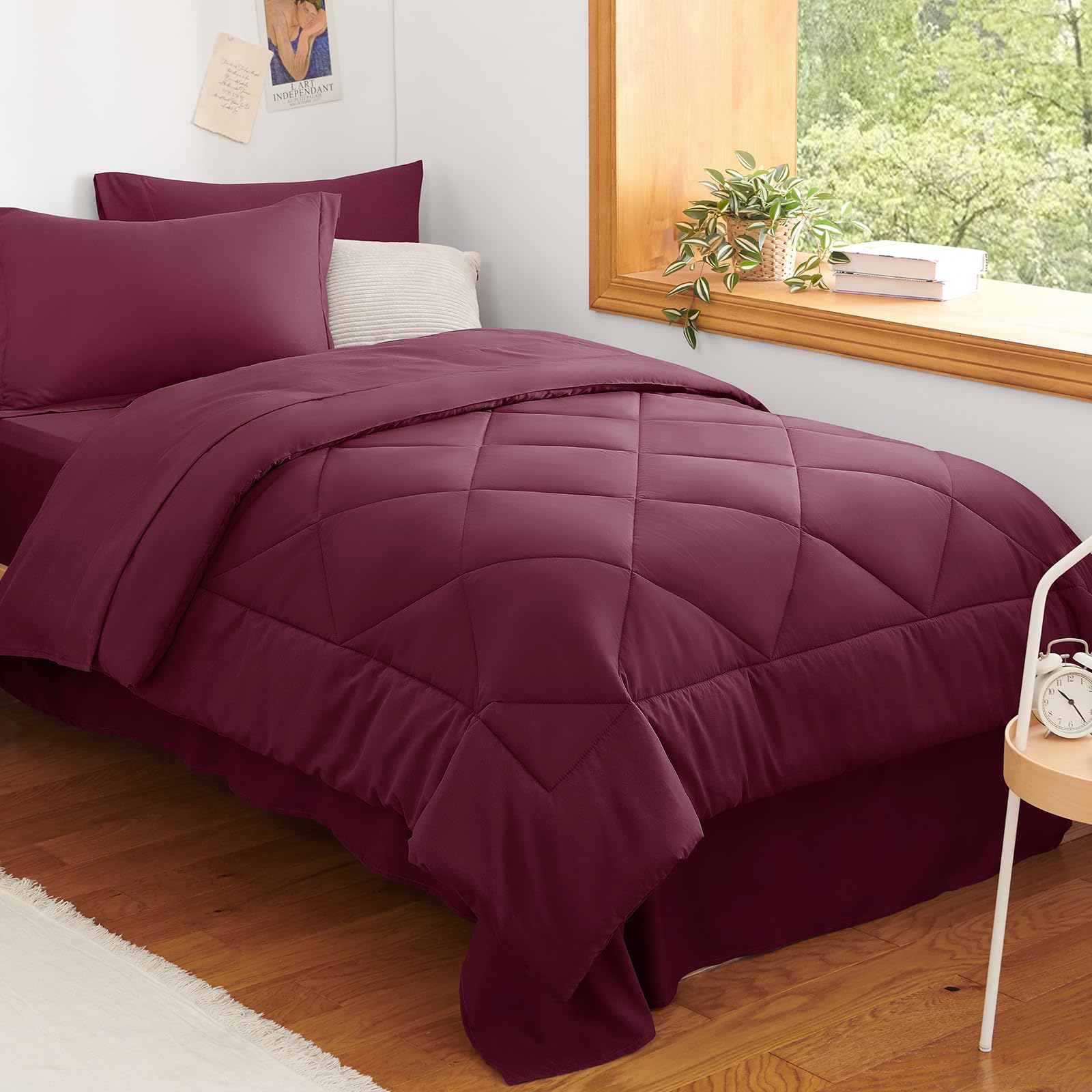 CozyLux Dark Grey Queen 7-Piece Comforter Set
