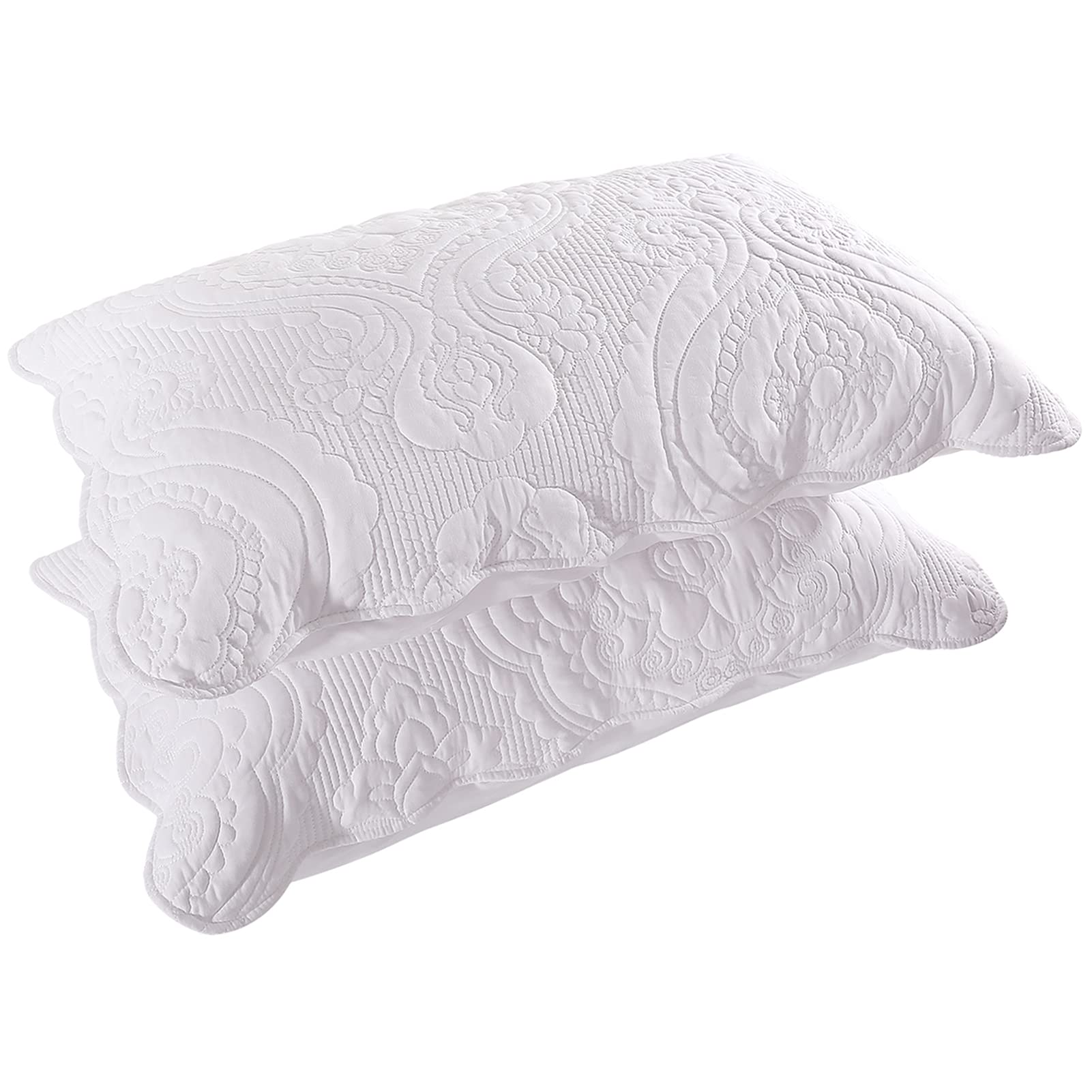 BOSOWOS Quilted Pillow Shams Set of 2, Decorative Microfiber Standard Queen King Bed Pillow Shams, Soft Breathable Pillow Covers with Envelope Closure (White£¬ Light Yellow, Burgundy, Blue, Grey)