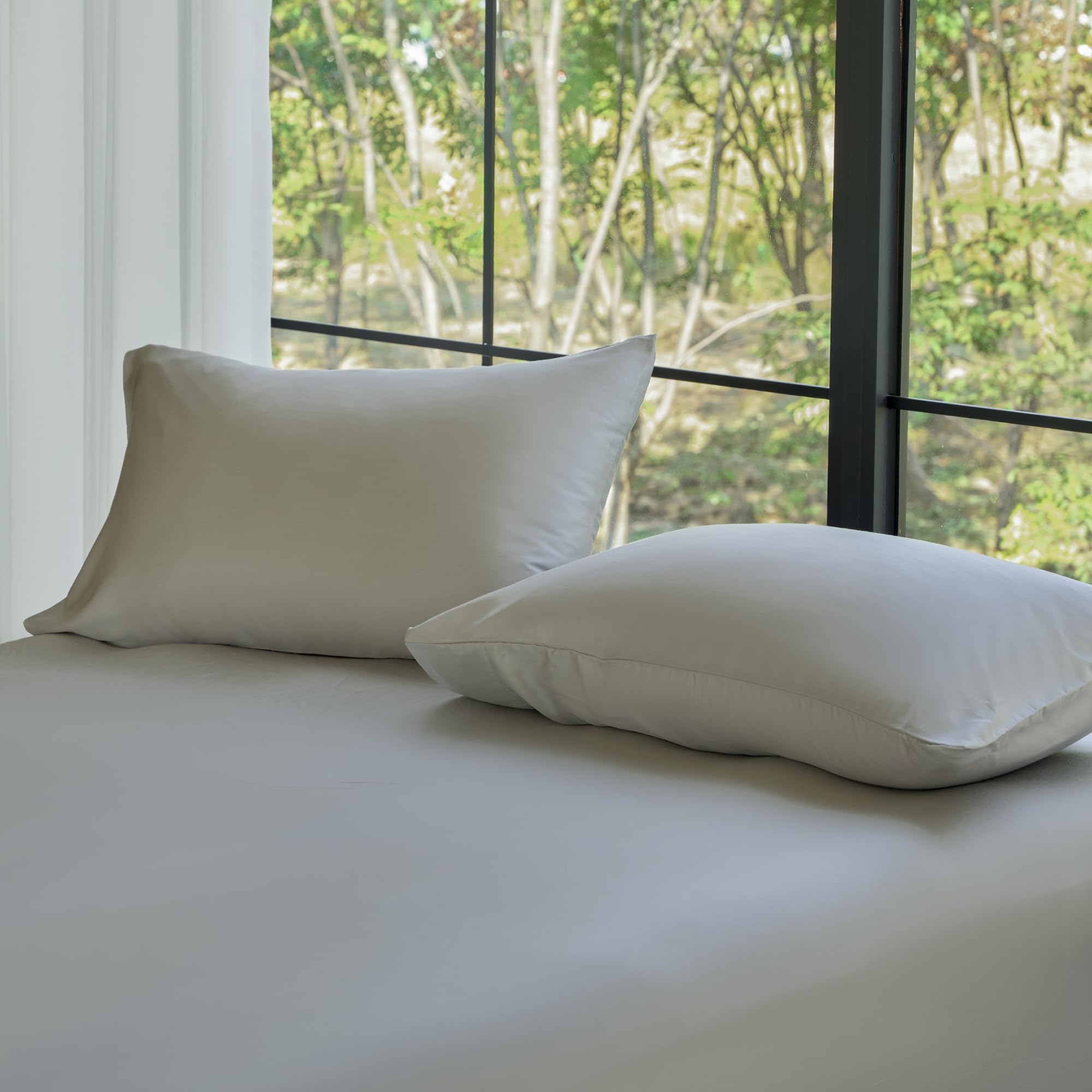 DOZ Pillowcase Set, 100% Viscose derived from Bamboo, Organically Grown, Buttery Soft, Silky, Breathable, Cooling, Oeko-TEX, High GSM, 2-Pack, Envelope Closure