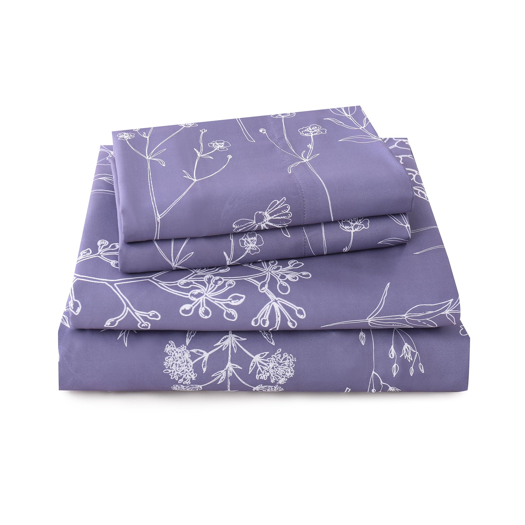 Yibeizi Floral Printed Sheet Set, Boho Pattern Bed Sheets Cooling Bedding Sheets & Pillowcases Soft Microfiber 15" Extra Deep Pocket Fitted Bedsheet 4 Piece