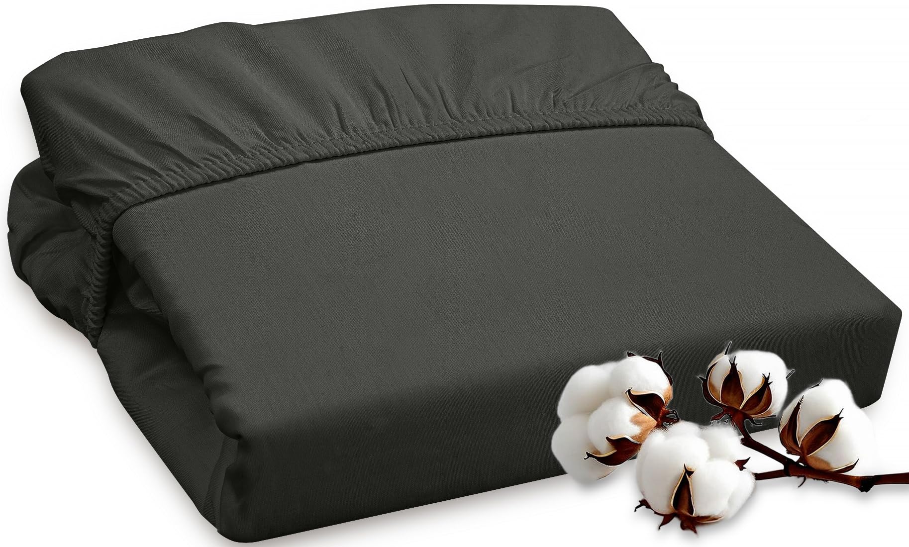 ROYALE LINENS 300 Thread Count 100% Long Staple Combed Cotton Fitted Sheet - Super Soft Deep Pocket Bottom Sheet - Fitted Sheet - Fitted Sheet Only - Elastic Sheet