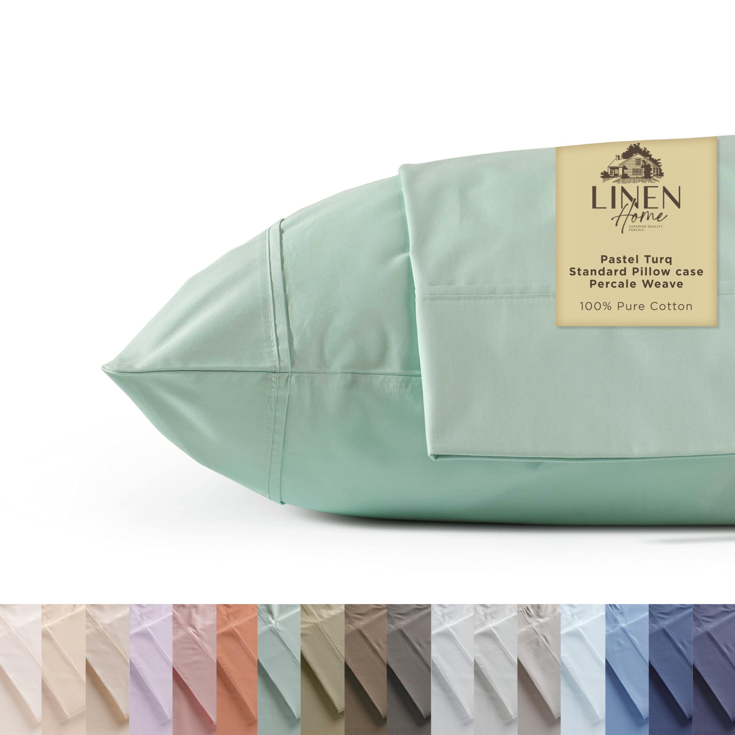 100% Cotton Percale Pillowcases,2 Pieces of Pillow Case, Crisp and Cool Strong Bed Linen