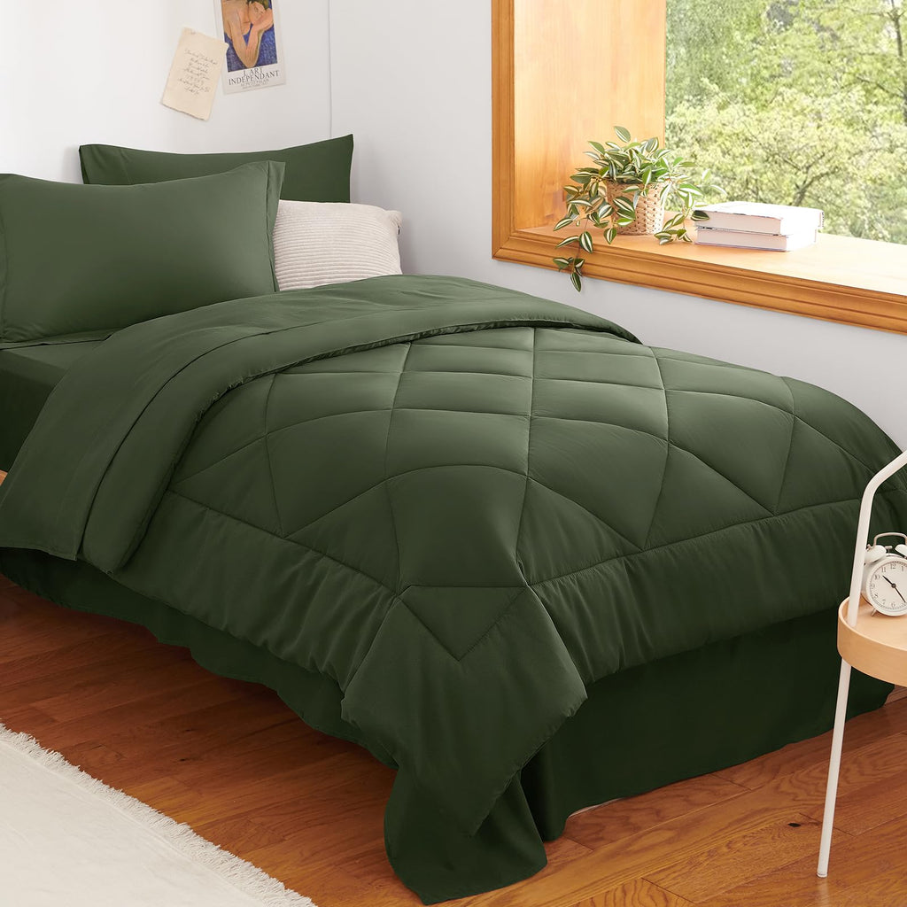 CozyLux Dark Grey Queen 7-Piece Comforter Set