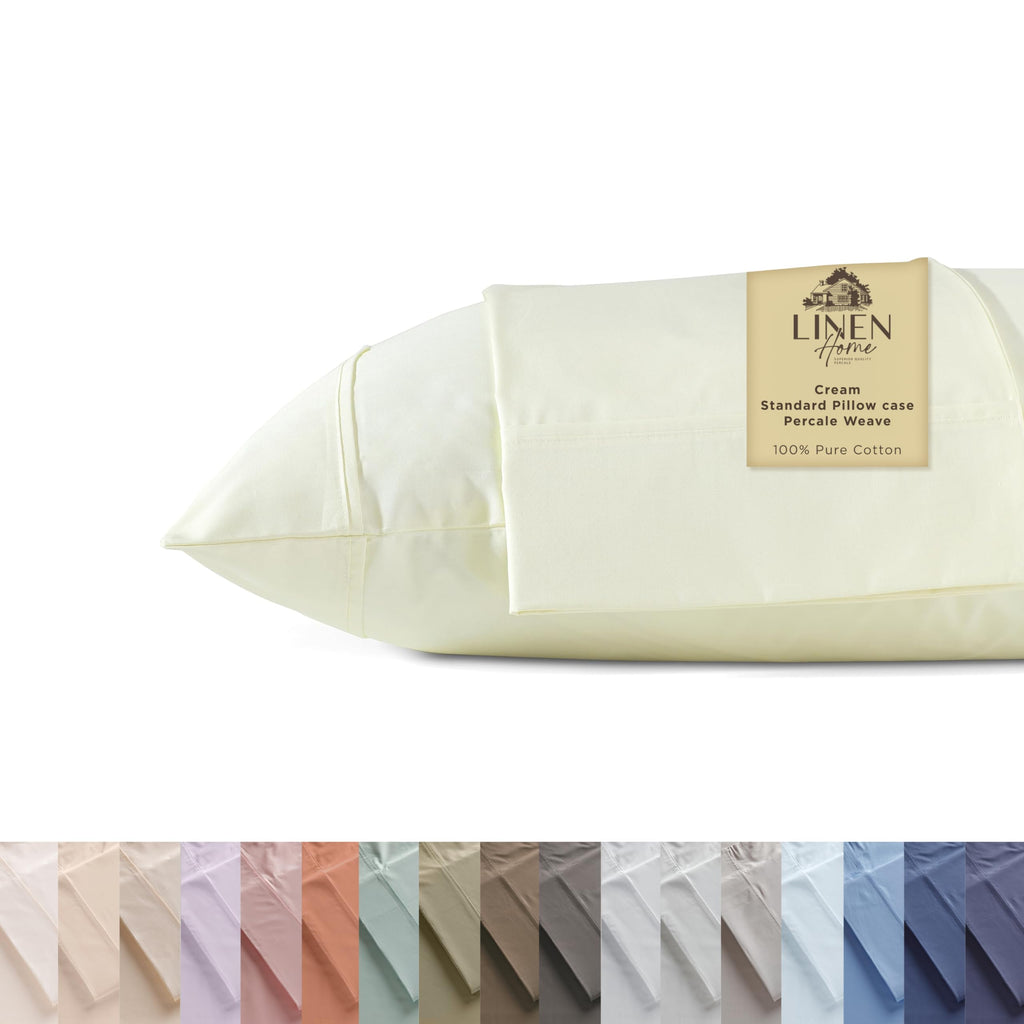 100% Cotton Percale Pillowcases,2 Pieces of Pillow Case, Crisp and Cool Strong Bed Linen