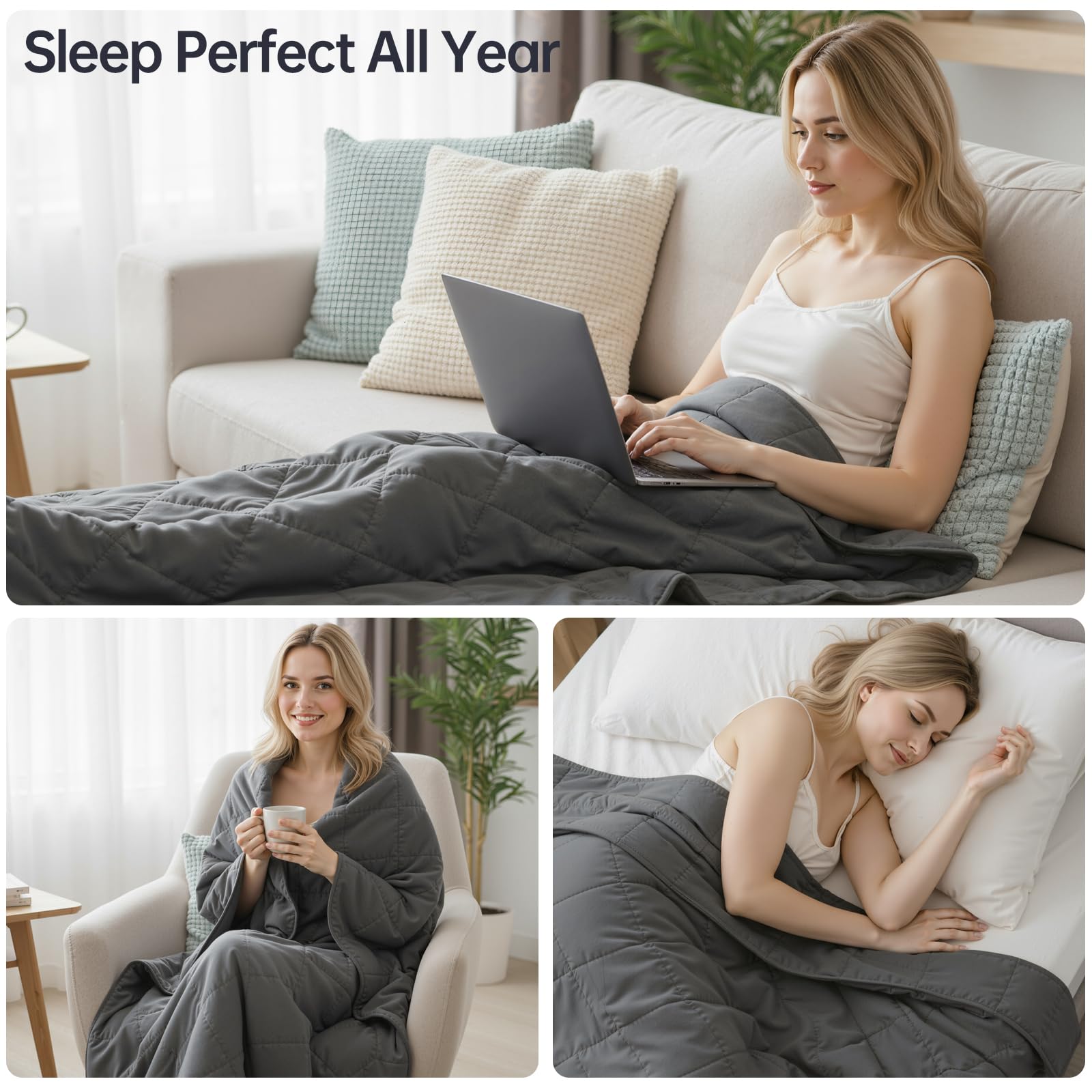HCOIW 20 lb Queen Cooling Weighted Blanket, 60 x 80 in