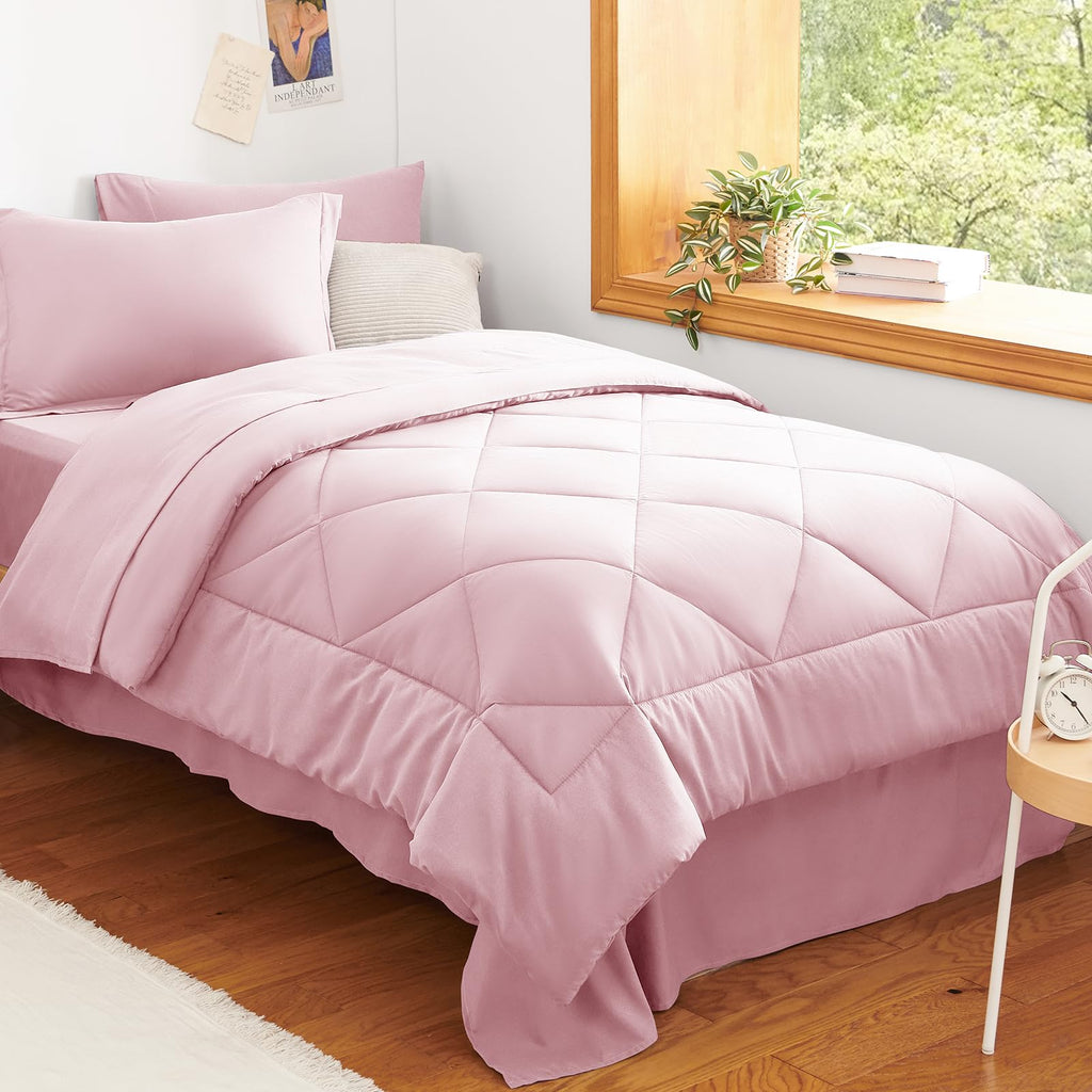CozyLux Dark Grey Queen 7-Piece Comforter Set