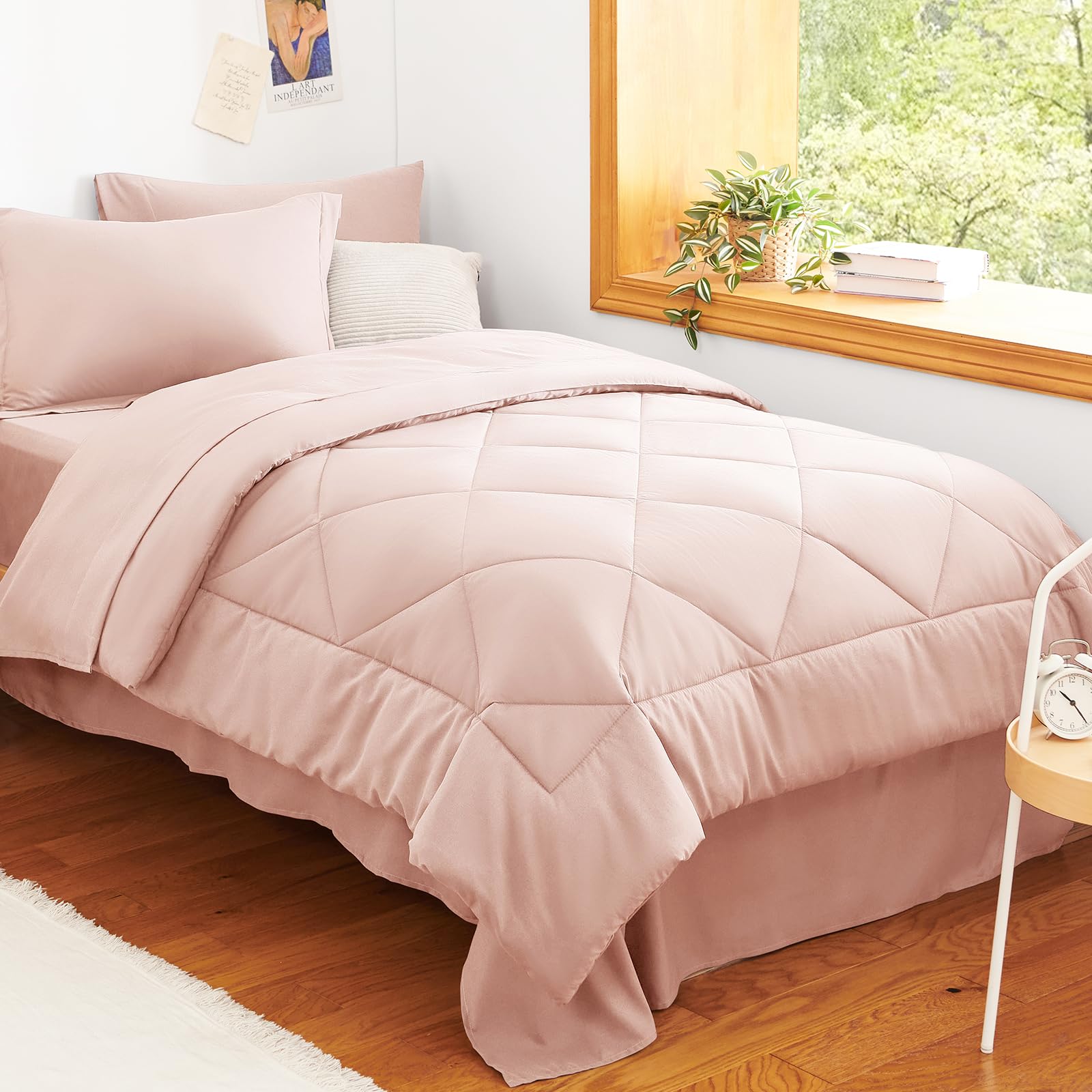 CozyLux Dark Grey Queen 7-Piece Comforter Set