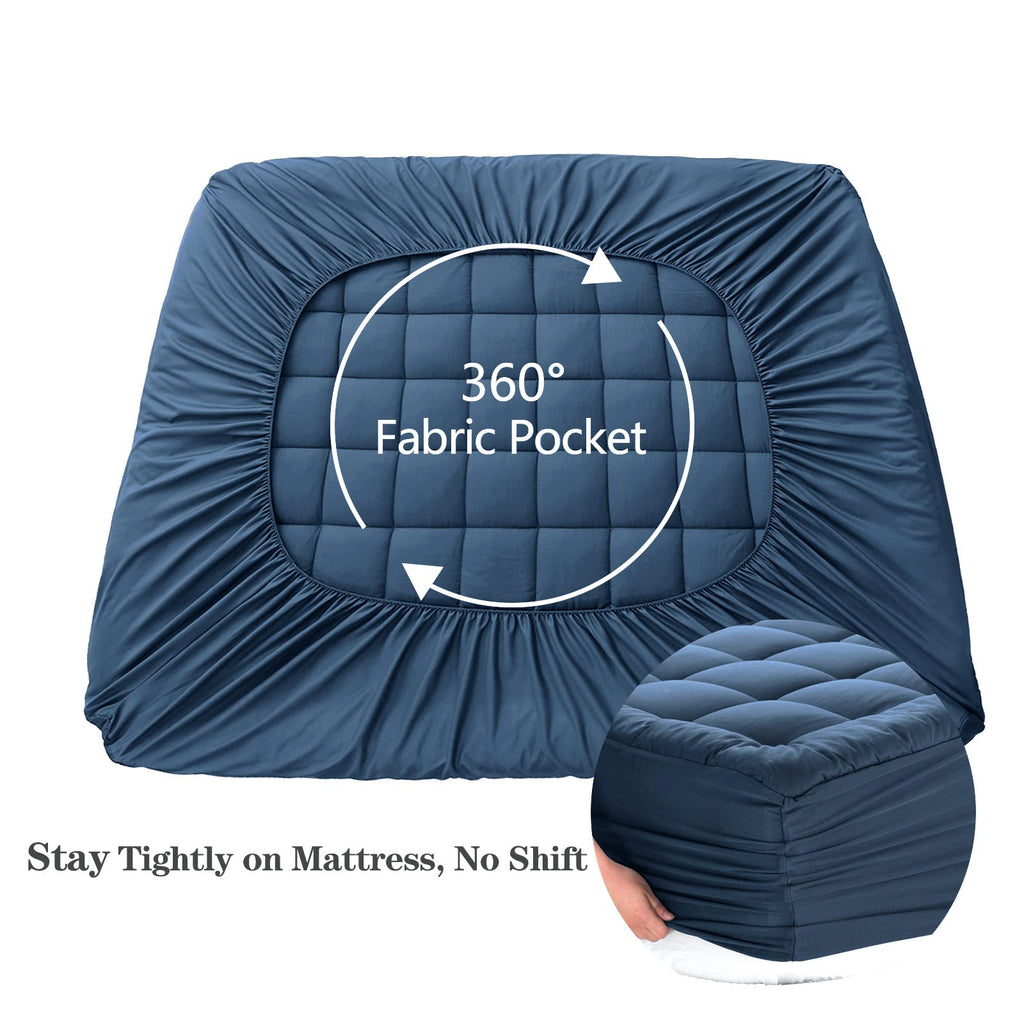 EASELAND Cotton Pillow-Top Mattress Pad, 8–21 in