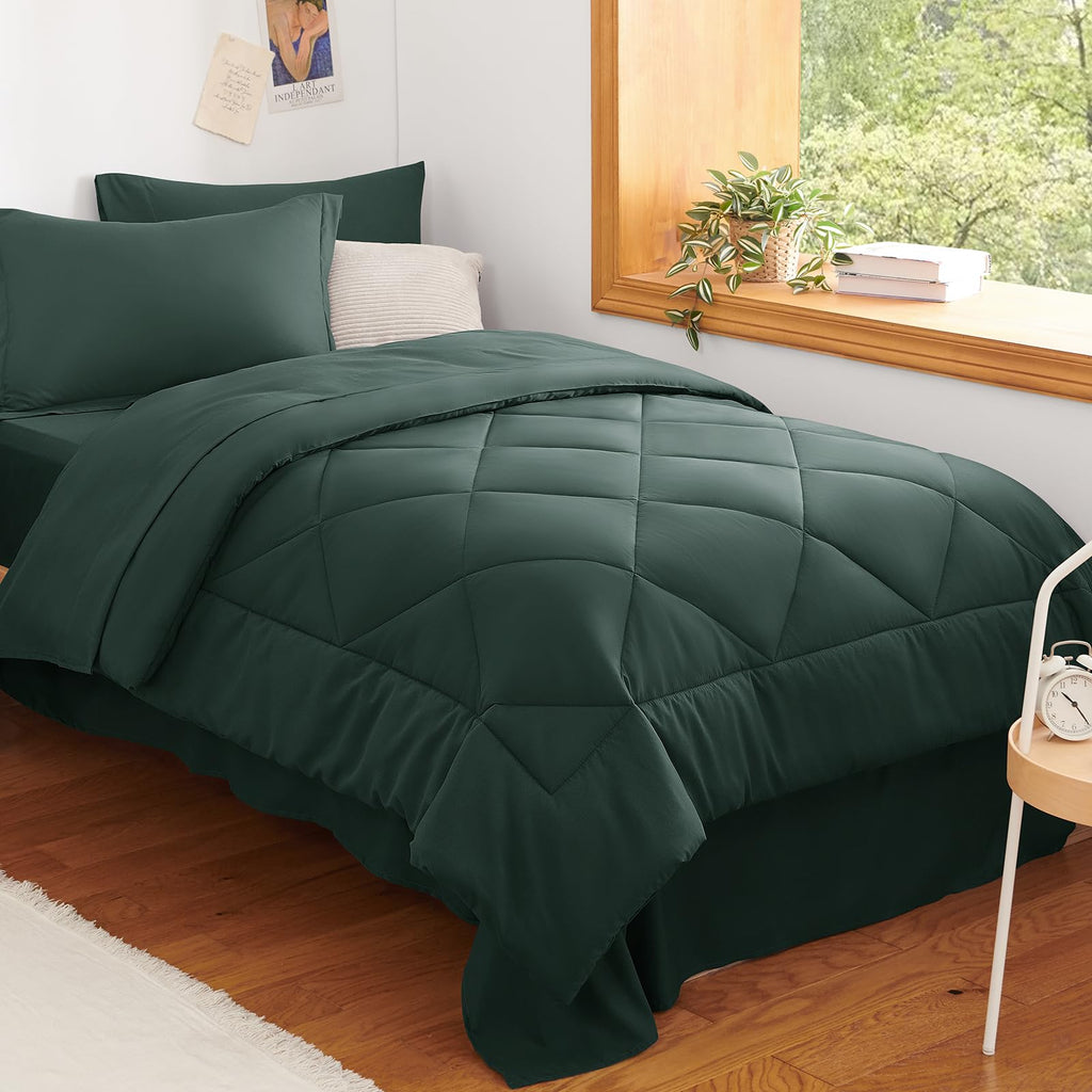 CozyLux Dark Grey Queen 7-Piece Comforter Set