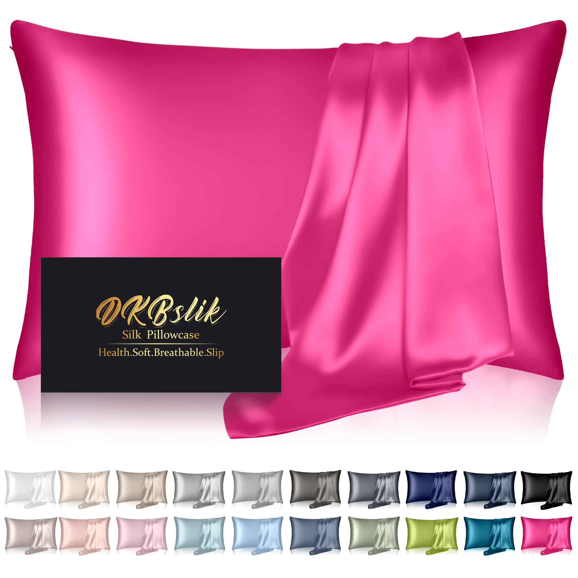 Mulberry Silk Pillowcase for Hair and Skin, Health Soft Anti Acne Cooling Beauty Sleep Natural Silk Satin Pillow Case with Hidden Zipper for Gift