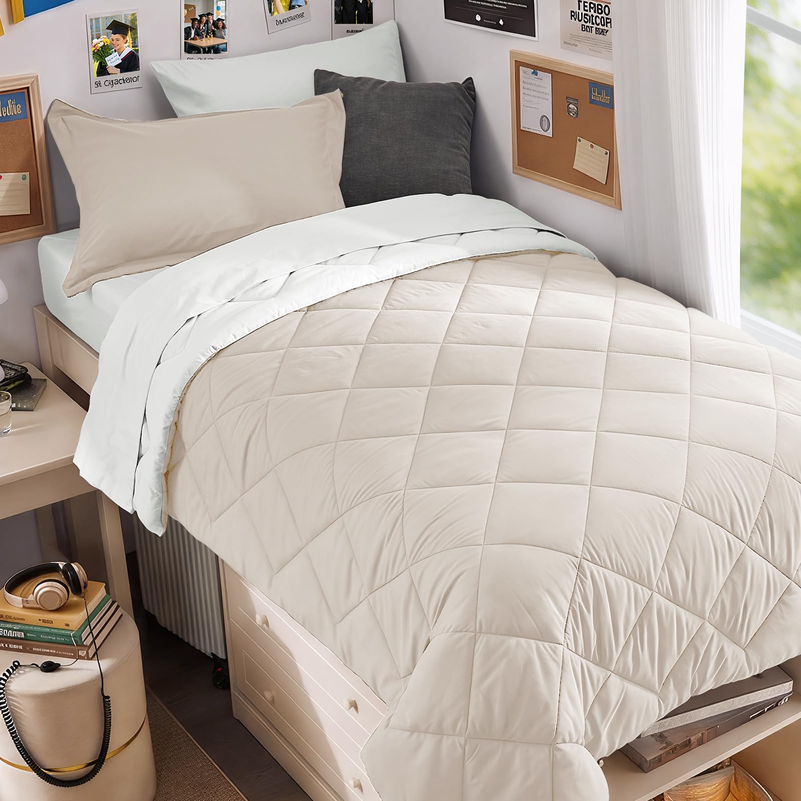 MUXHOMO Reversible 7-Piece All-Season Comforter Set