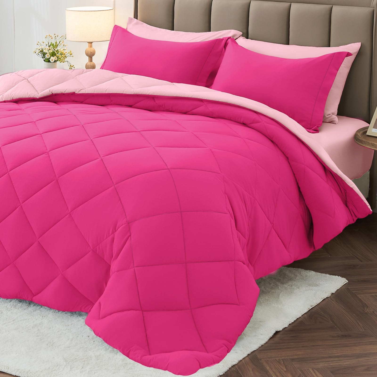 MUXHOMO Reversible 7-Piece All-Season Comforter Set