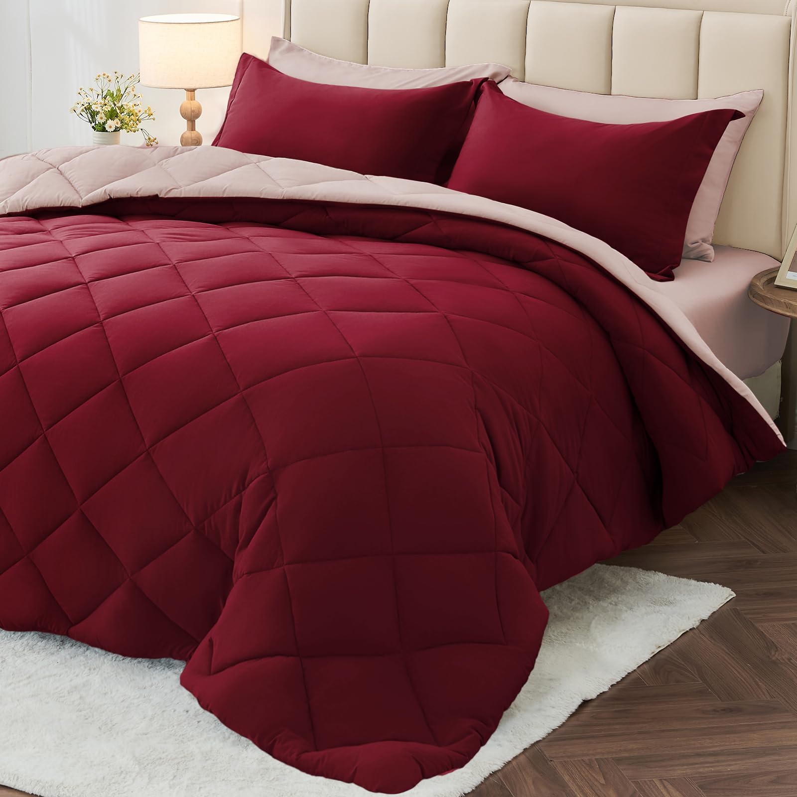 MUXHOMO Reversible 7-Piece All-Season Comforter Set