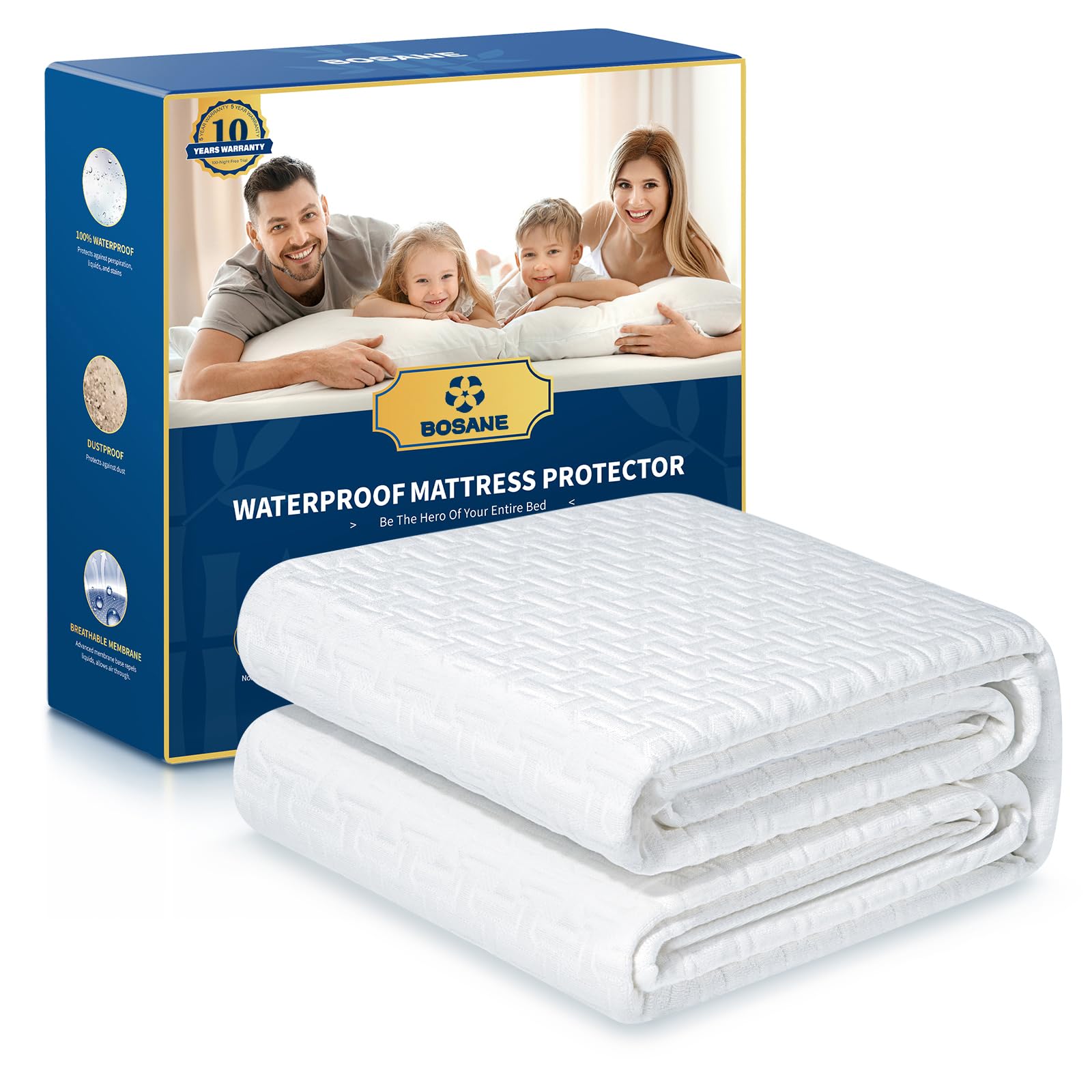 Premium Waterproof Queen Mattress Protector, 8–21 in